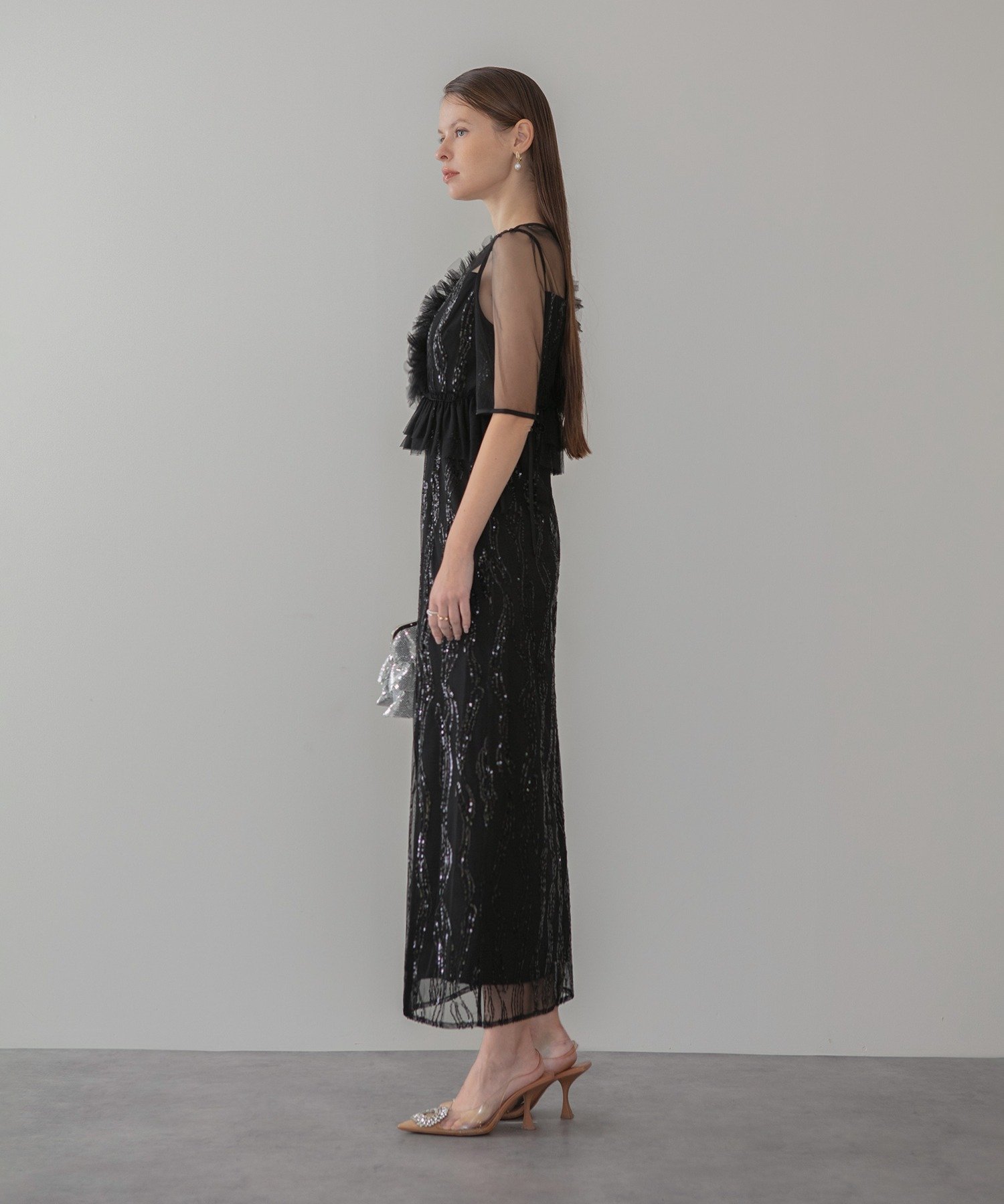 Leja｜Leja-アシンメトリーフリルチュールIラインワンピースドレス結婚