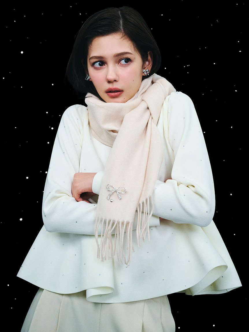 CELFORD｜ビジューブローチ付きカシミヤ混ストール | Rakuten Fashion