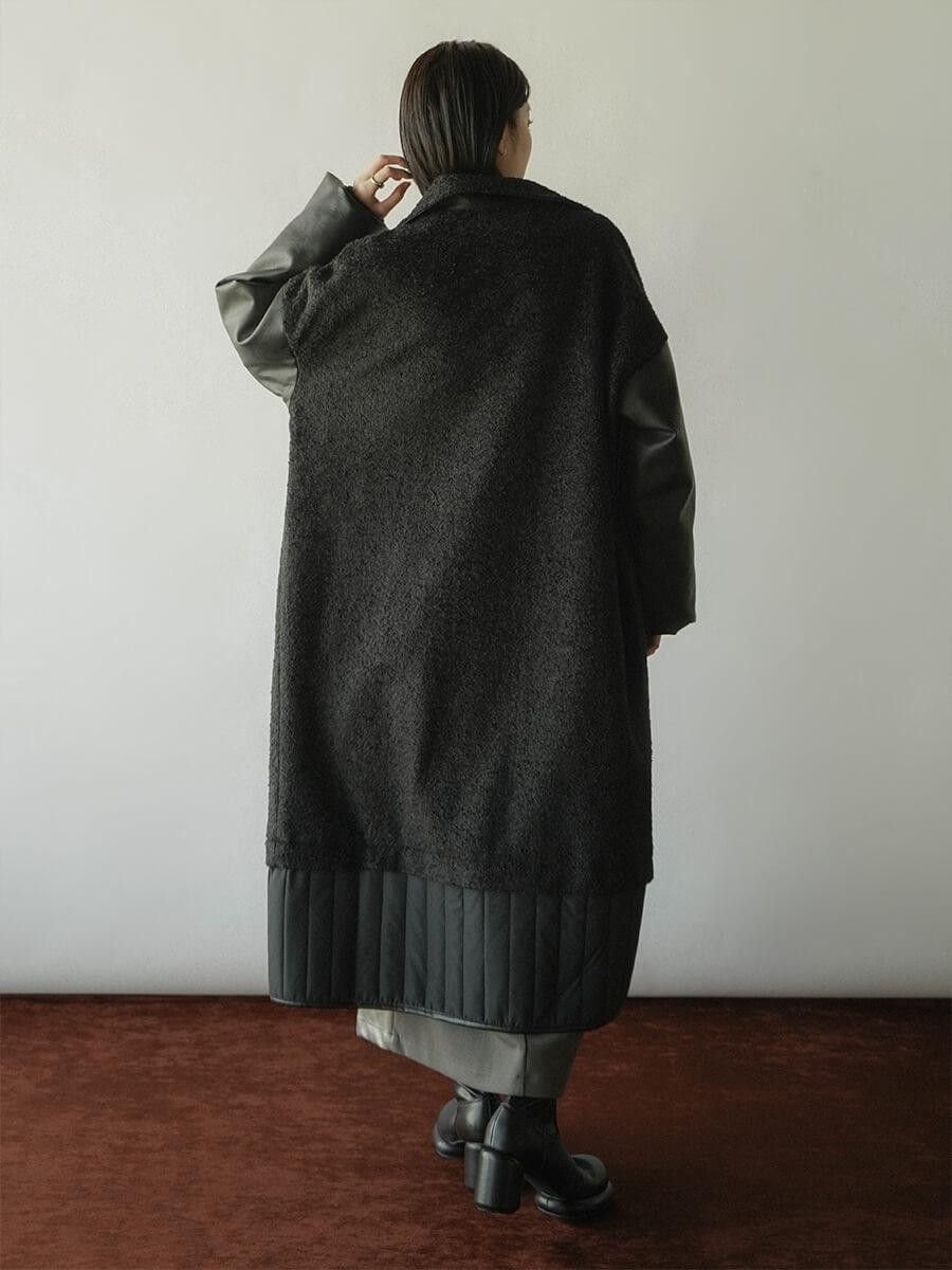 LASUD｜異素材ミックスロングコート | Rakuten Fashion(楽天