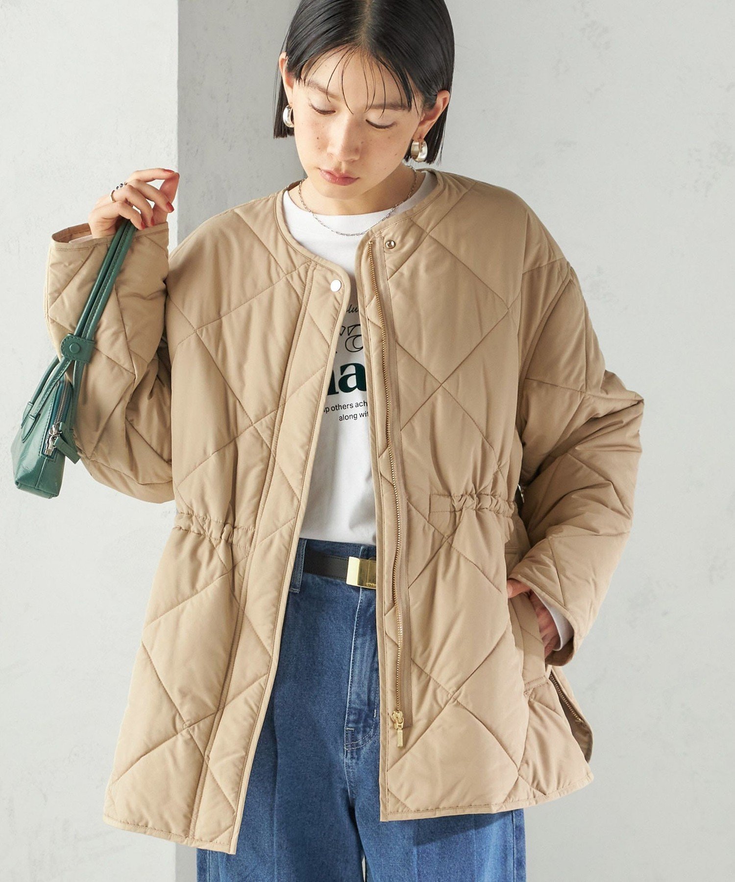 【超美品】コールアンドレスポンス　切り替えブルゾン　中綿キルティング　ベージュ 30%OFF【CALL&RESPONSE(コールアンドレスポンス)】切り替えブルゾン