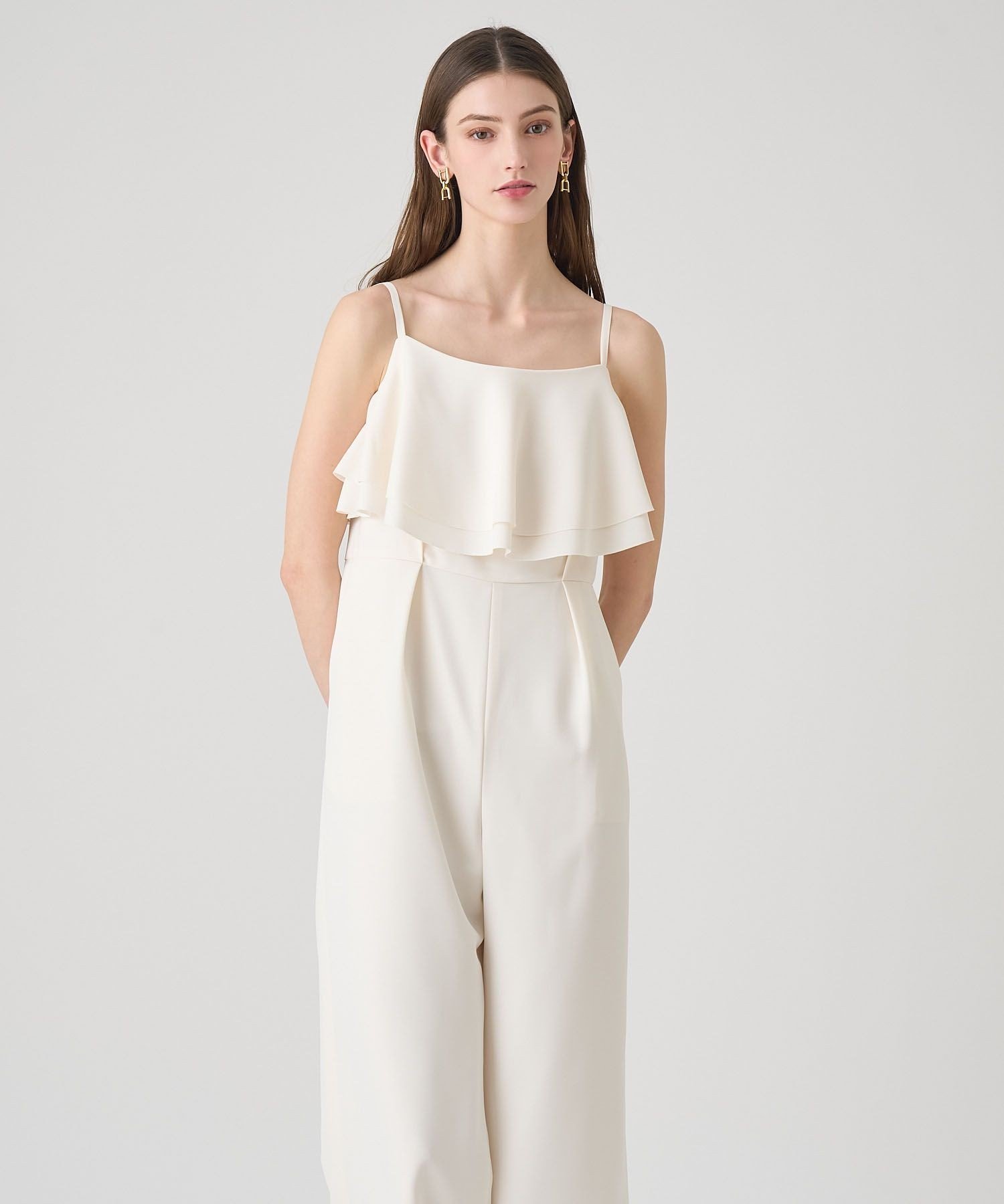 ANAYI｜ダブルクロスフリルサロペットパンツ | Rakuten Fashion(楽天