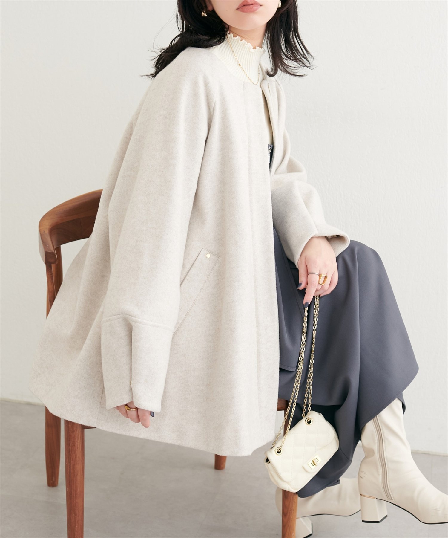 〈osono〉２WAYノーカラーコート【モカ】 セール】〈osono〉2WAYノーカラーコート（ノーカラーコート