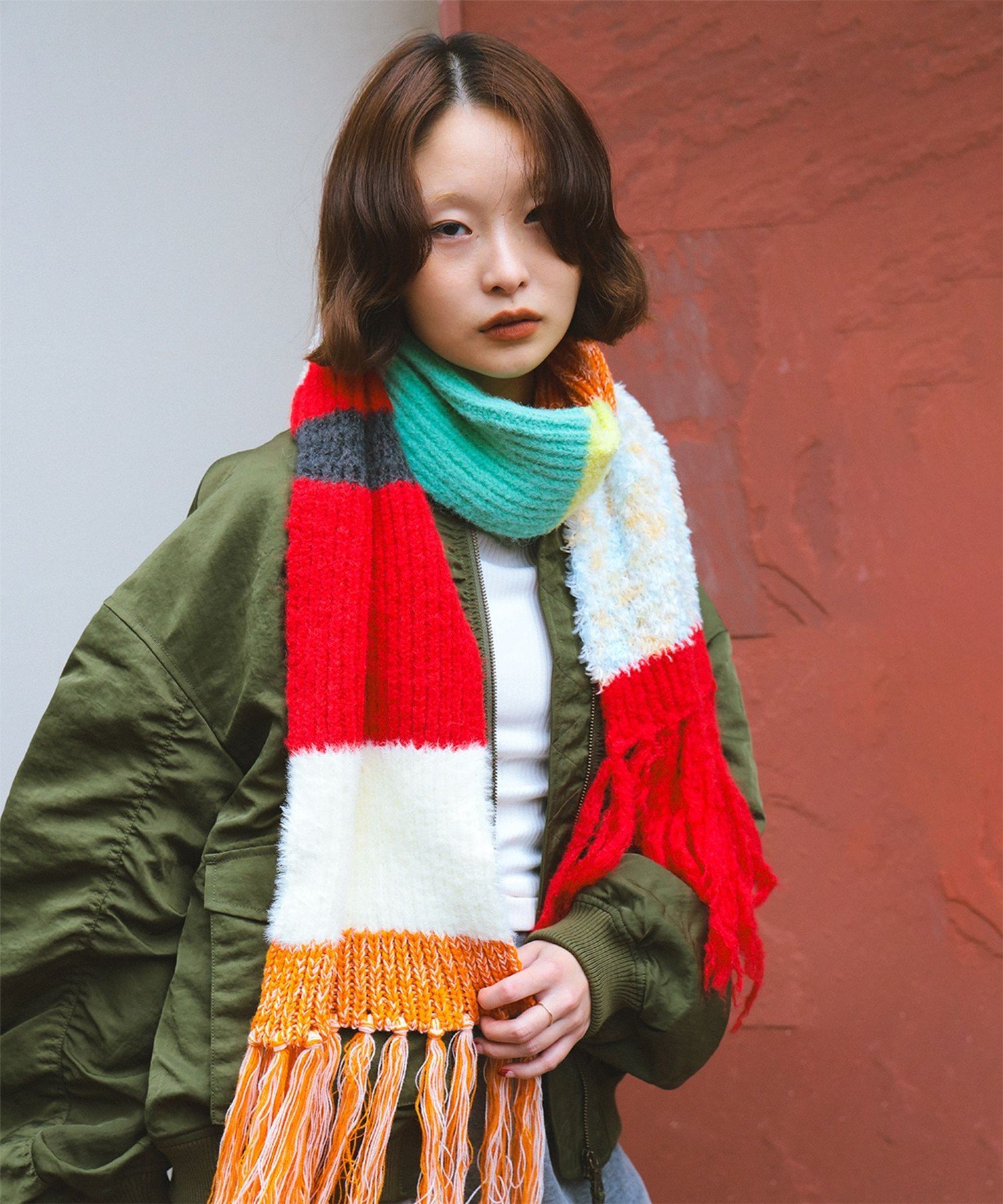 BEAMS WOMEN｜ミックス ニット マフラー | Rakuten Fashion(楽天