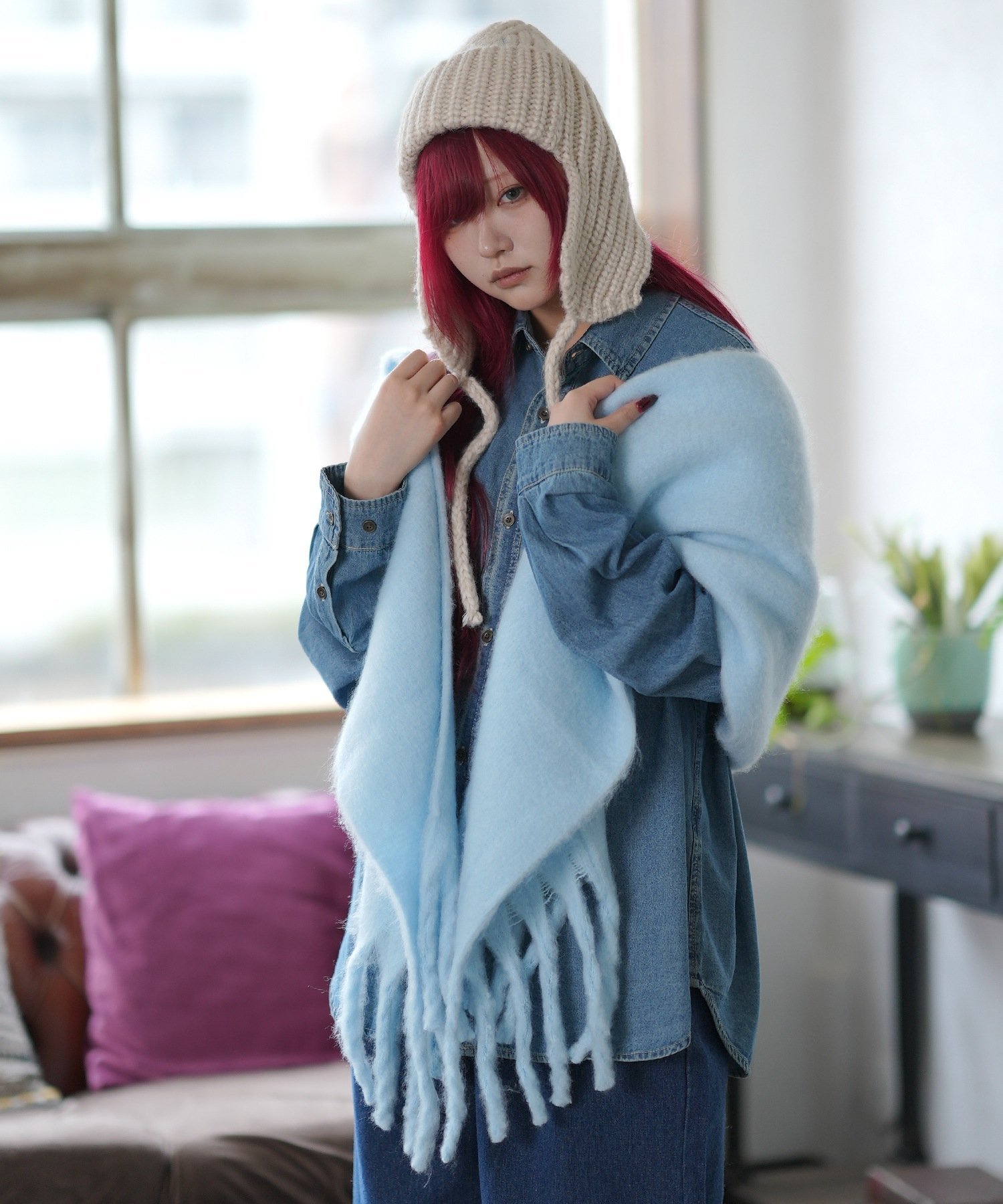 improves｜起毛ニット フリンジ マフラー | Rakuten Fashion(楽天
