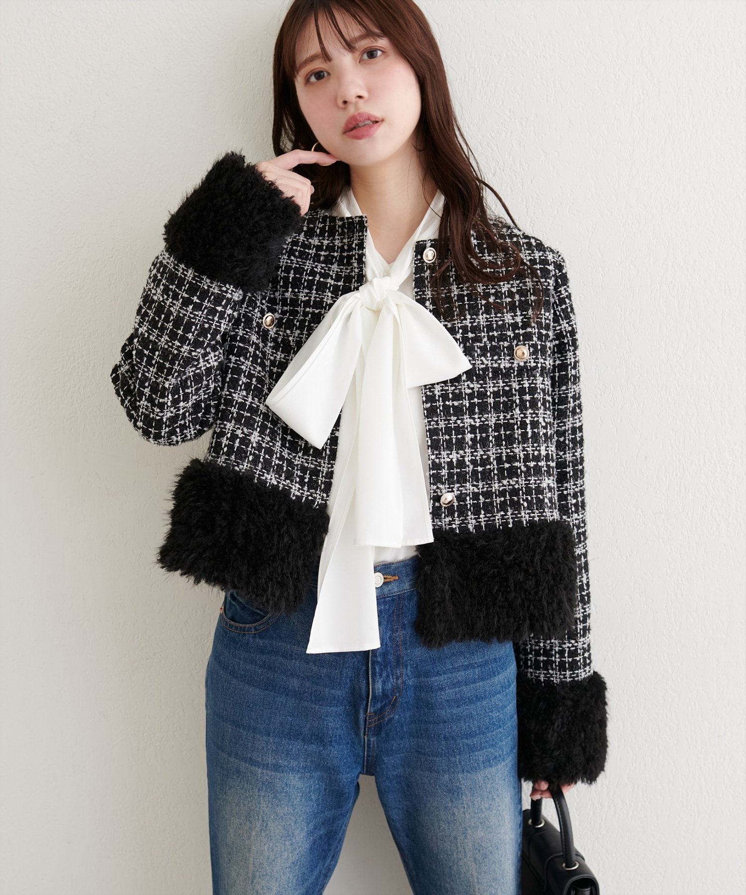natural couture｜【WEB限定】シャギーファーツイードジャケット