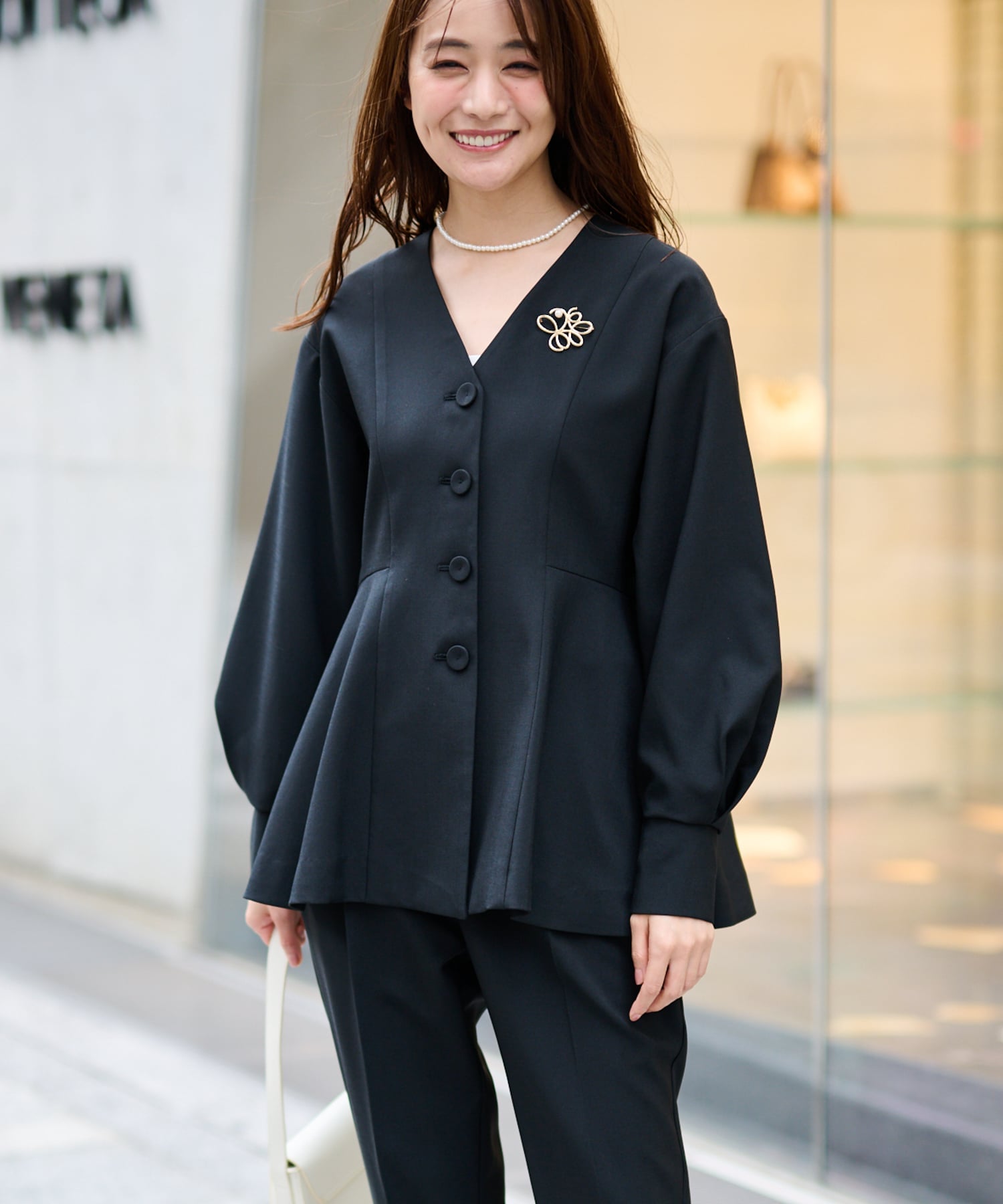 Ranan｜Vネックペプラムセットアップ | Rakuten Fashion(楽天
