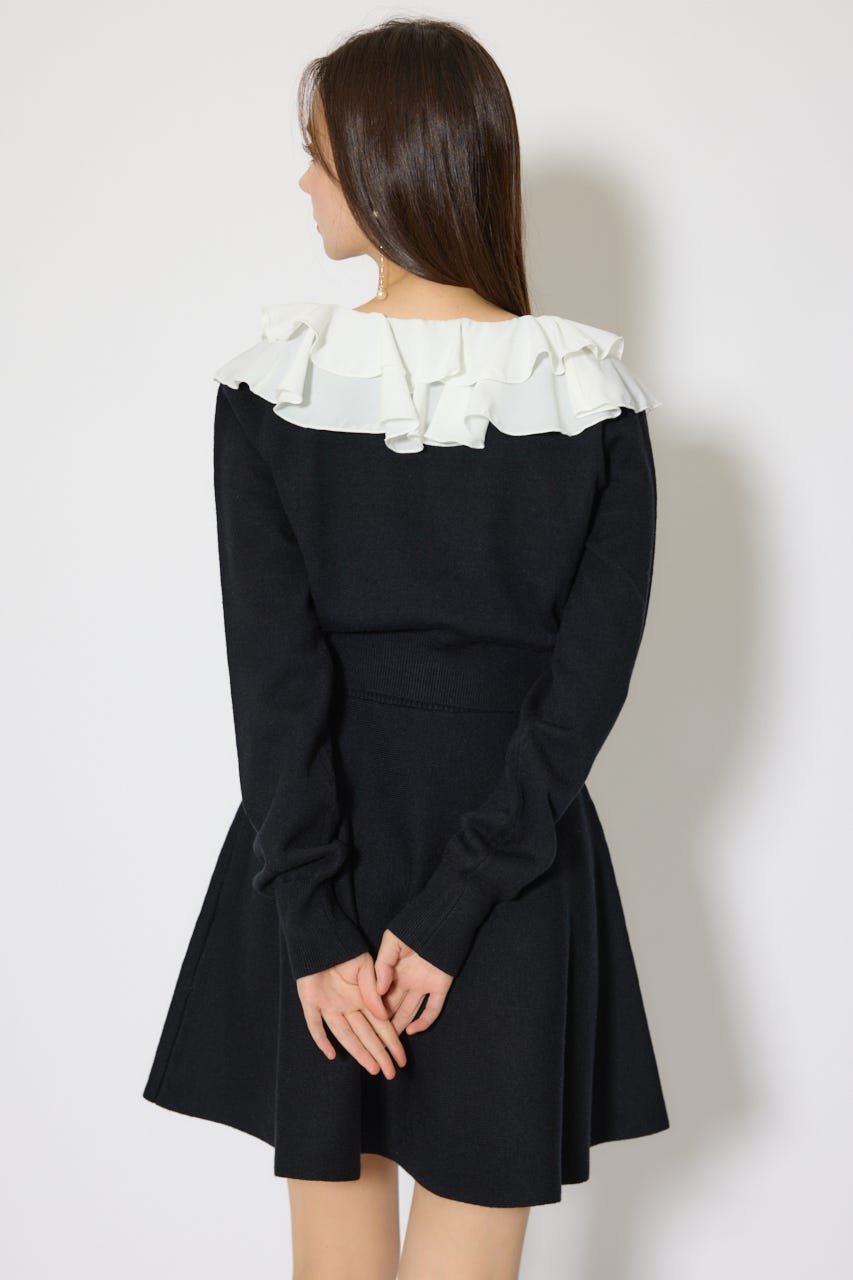 rienda｜フリルカラーニットカーディガンセットワンピース | Rakuten