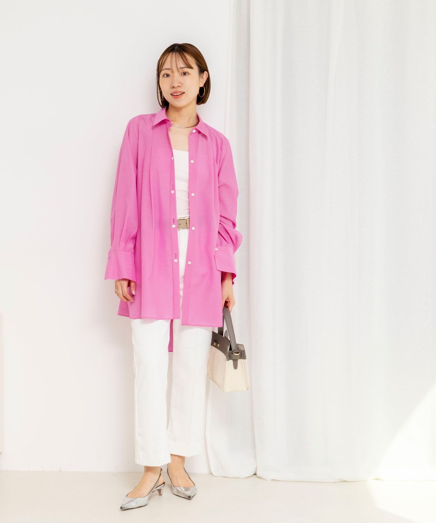 NOLLEY'S｜ウォッシャブルウエストリボン2WAYロングシャツ | Rakuten