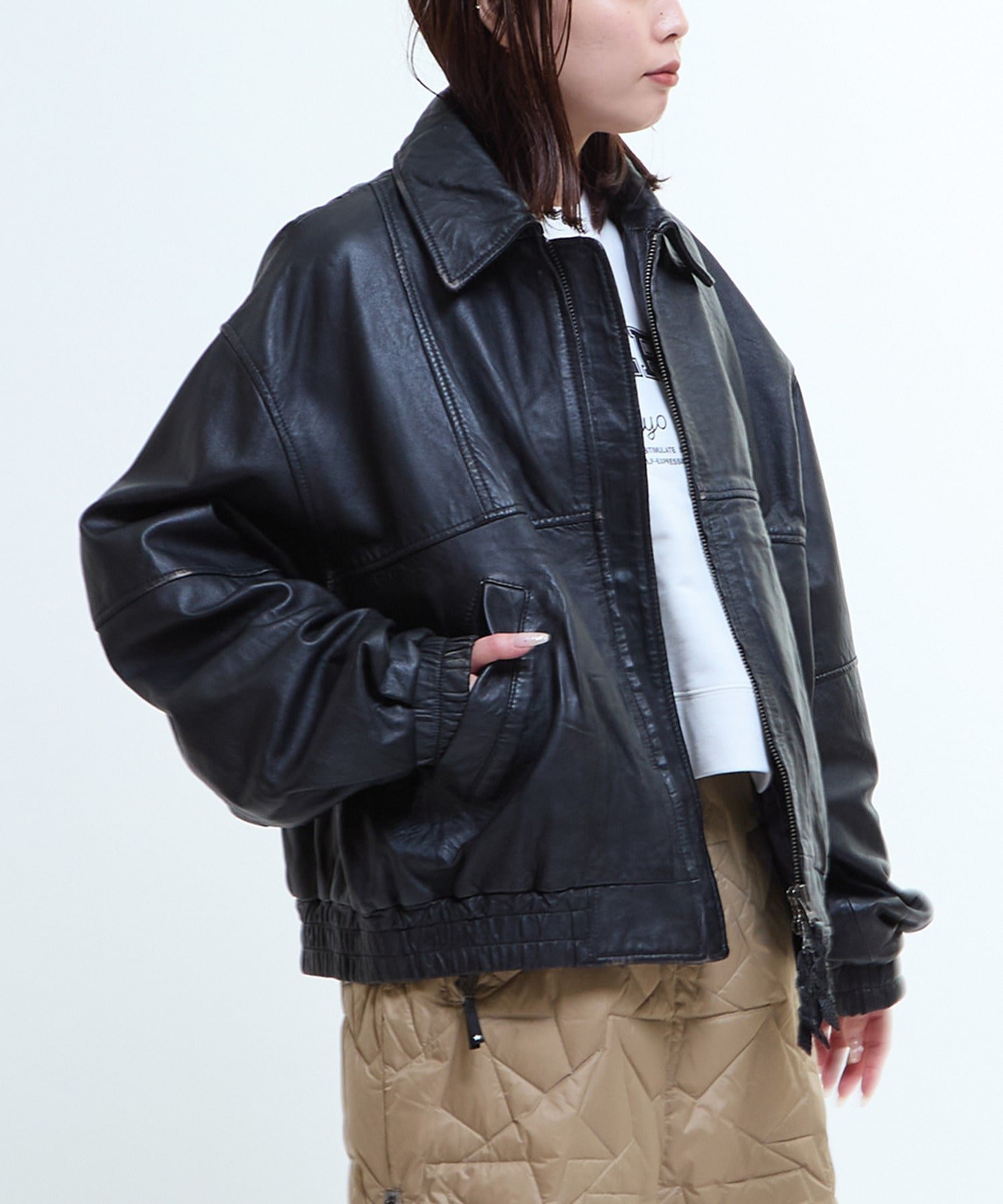 CONVERSE TOKYO｜VINTAGE-LIKE SHEEP LEATHER ZIP BLOUSON | Rakuten