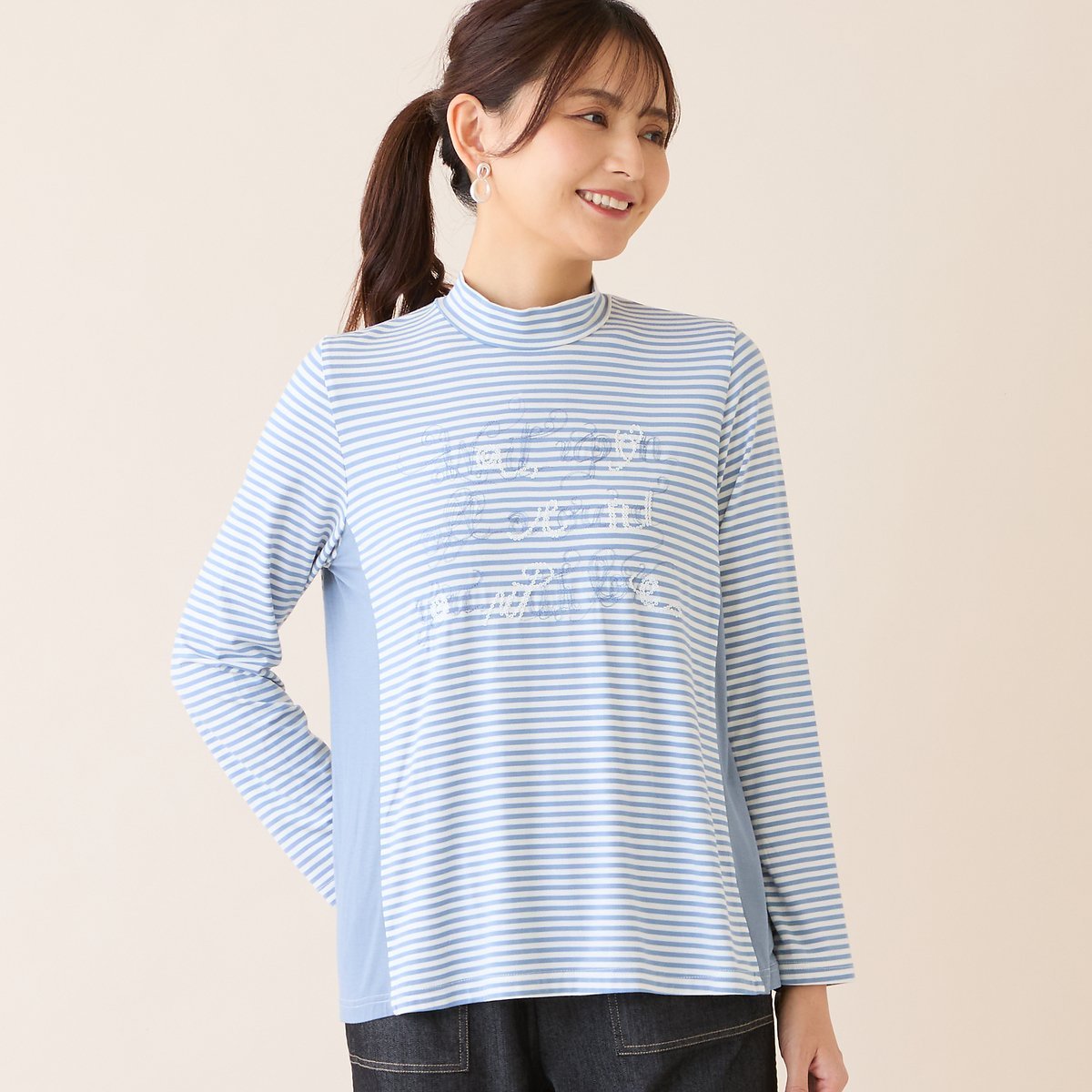 LOBJIE｜【洗える】刺繍入りボーダーカットソー | Rakuten Fashion