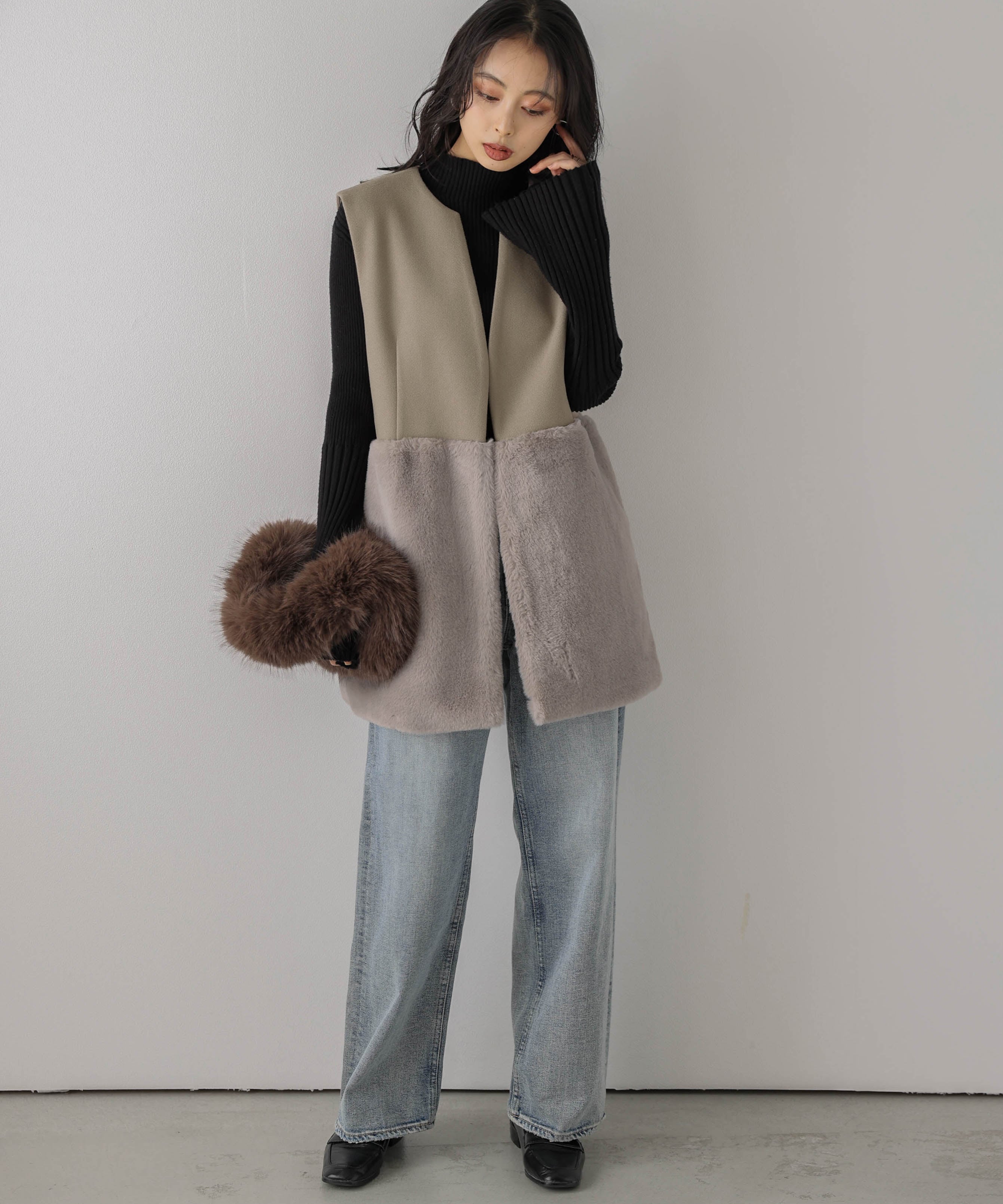 Lajour｜エコファーロングジレ | Rakuten Fashion(楽天ファッション