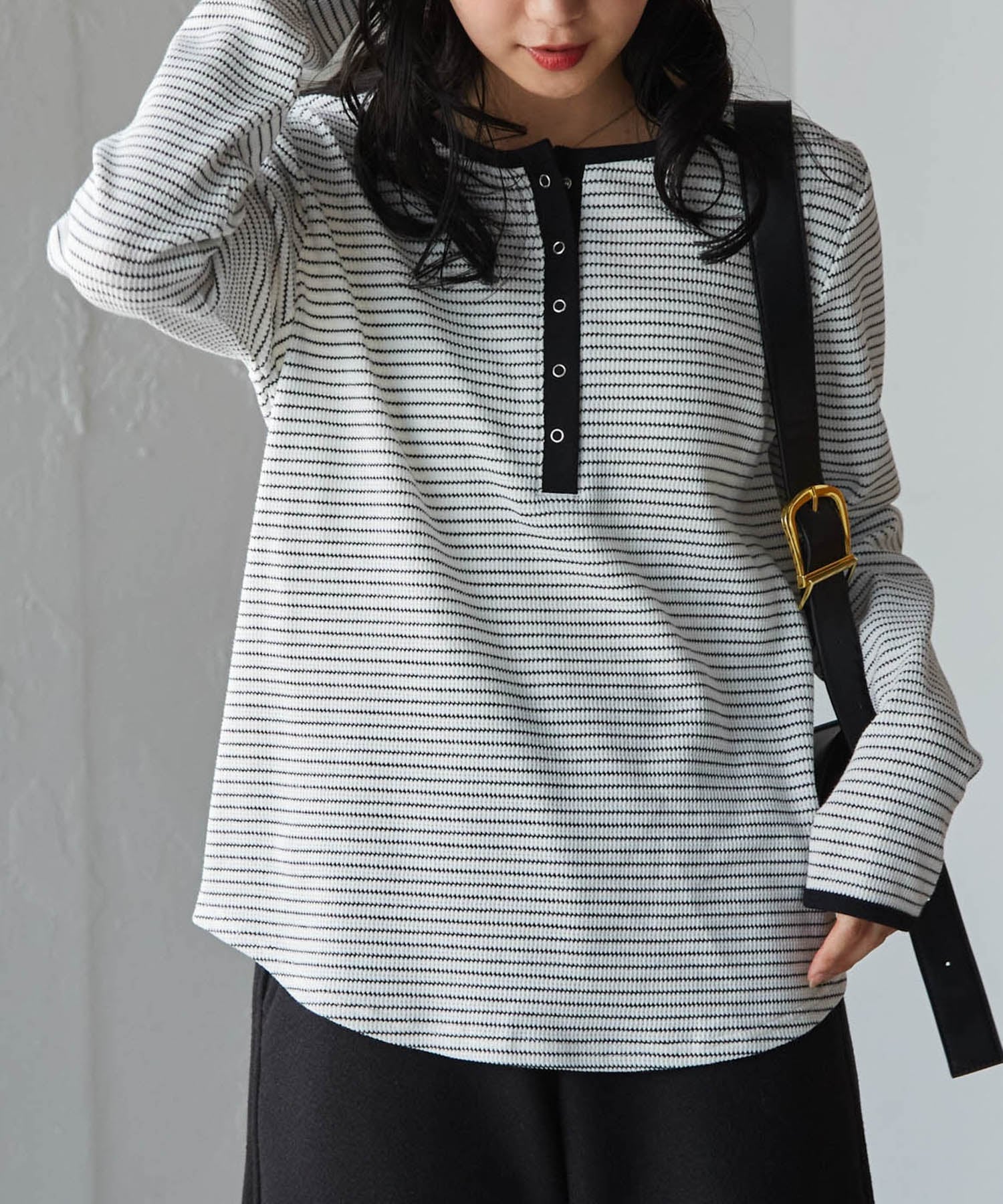 Ranan｜Ranan/(W)ヘンリーネックワッフルロンT | Rakuten Fashion(楽天