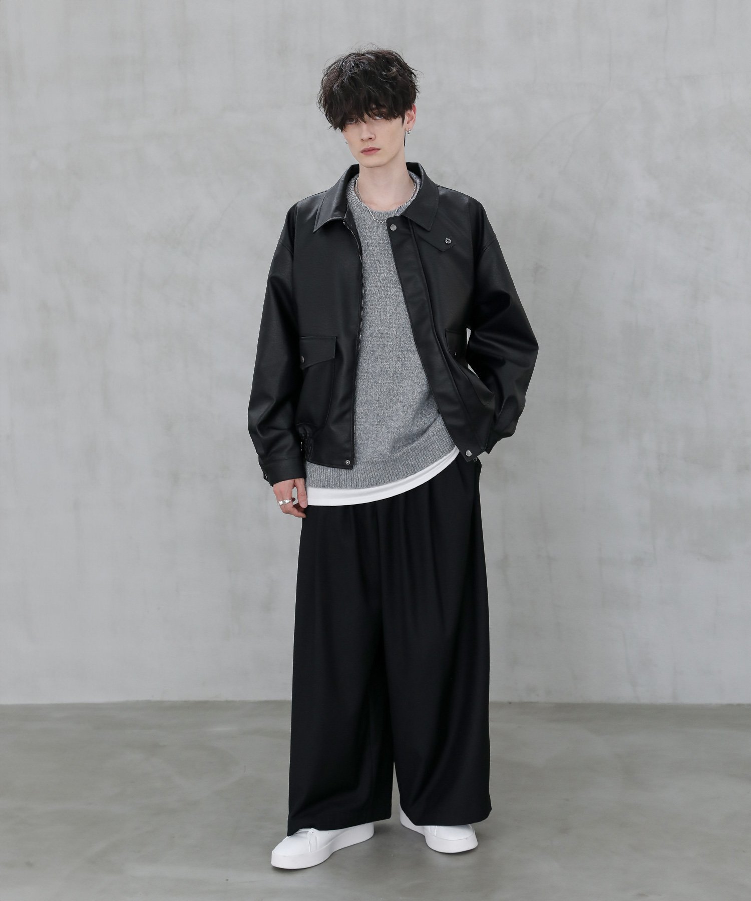 THE CASUAL｜ヴィンテージ加工 PUレザー A-2ショートブルゾン