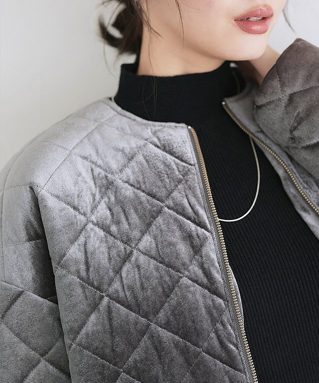 Pierrot｜ベロアキルティングブルゾン | Rakuten Fashion(楽天
