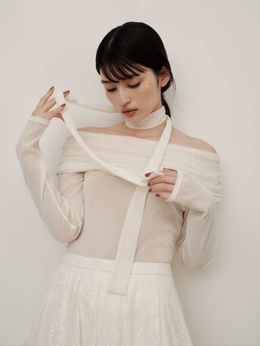 FRAY I.D｜オフショルフロッキーチュールトップス | Rakuten Fashion