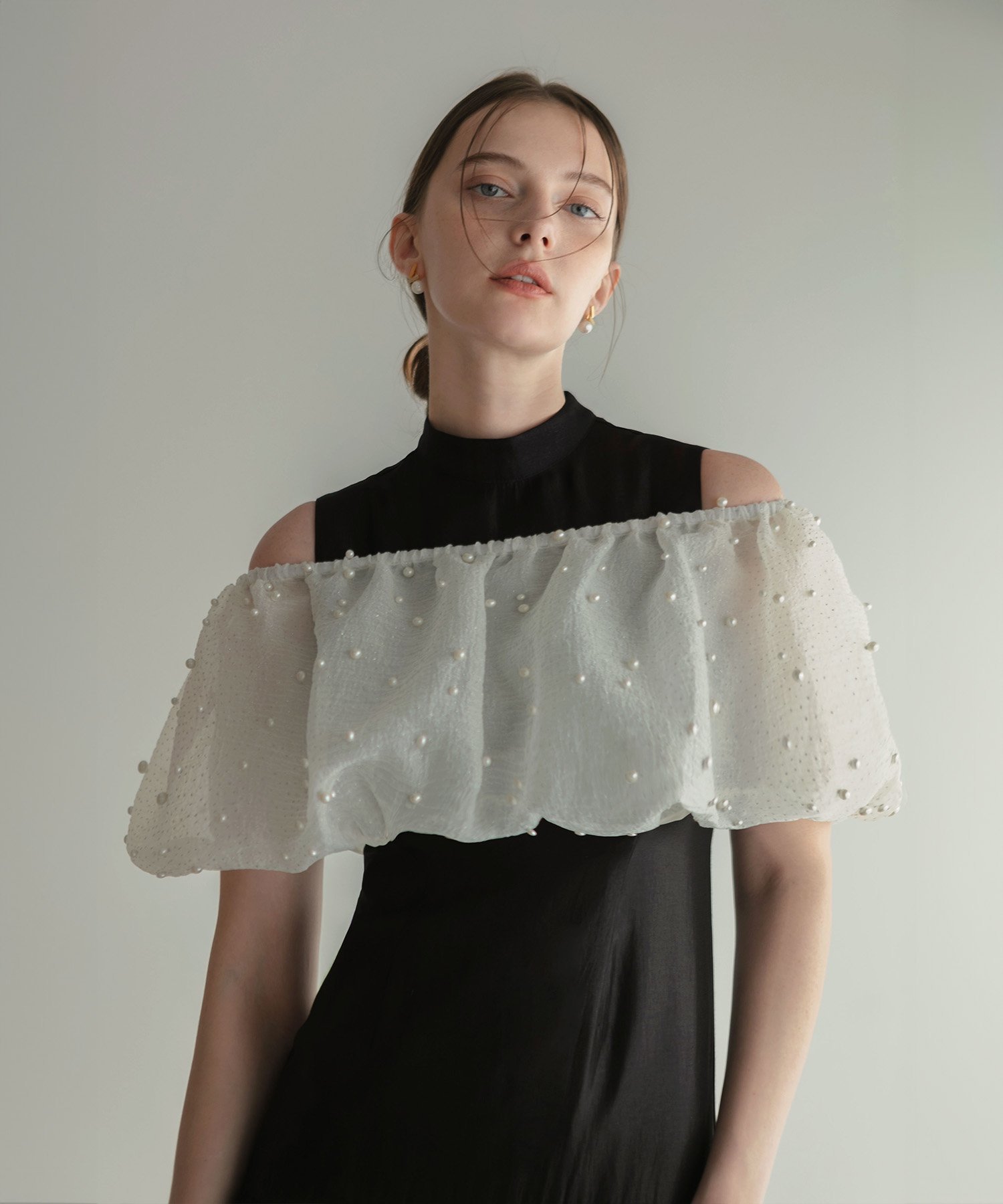 Leja｜LEJA-パールボレロオフショルダーAラインワンピースドレス 結婚