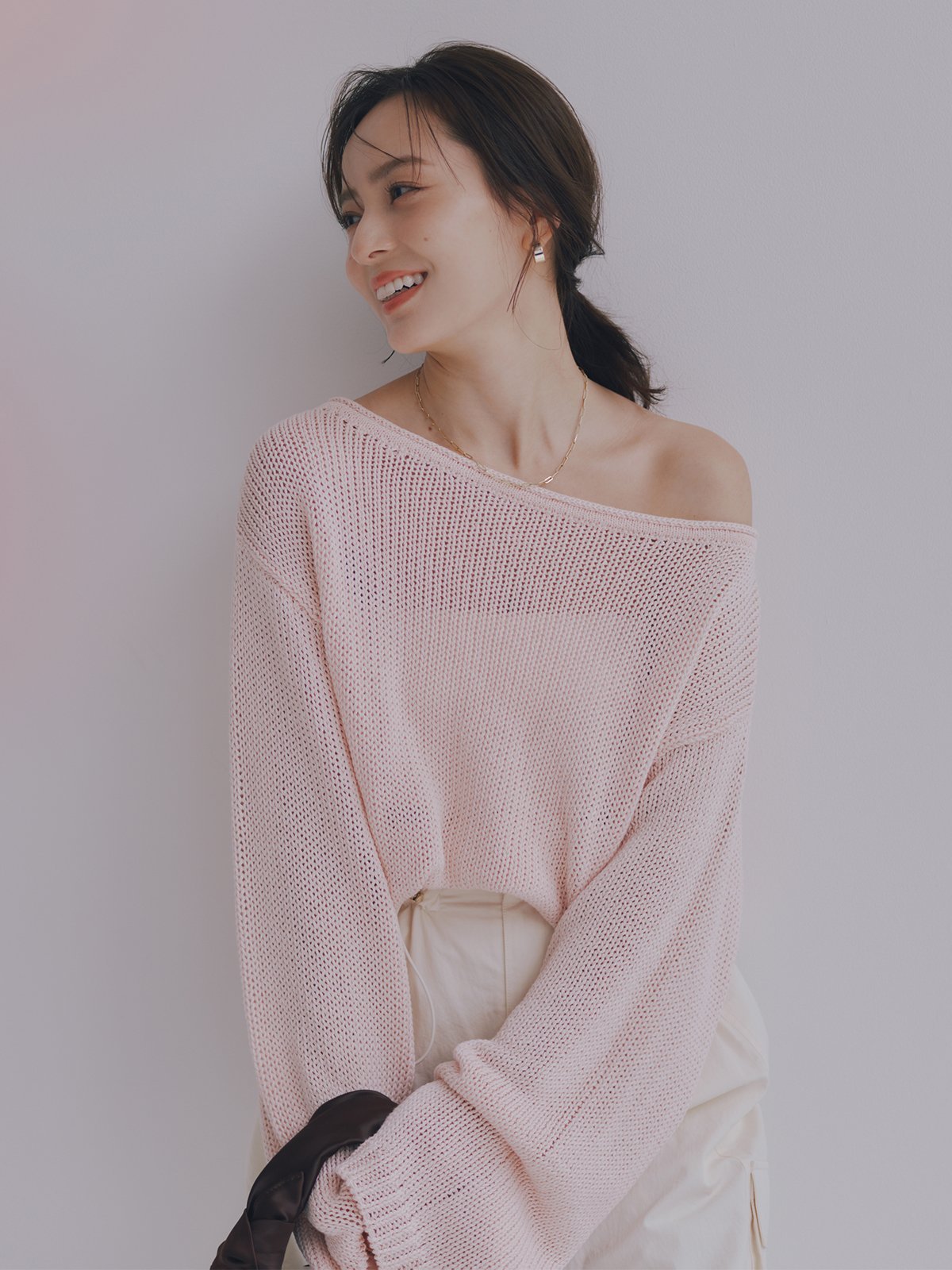 anuans｜ペーパーヤーンニットプルオーバー | Rakuten Fashion(楽天