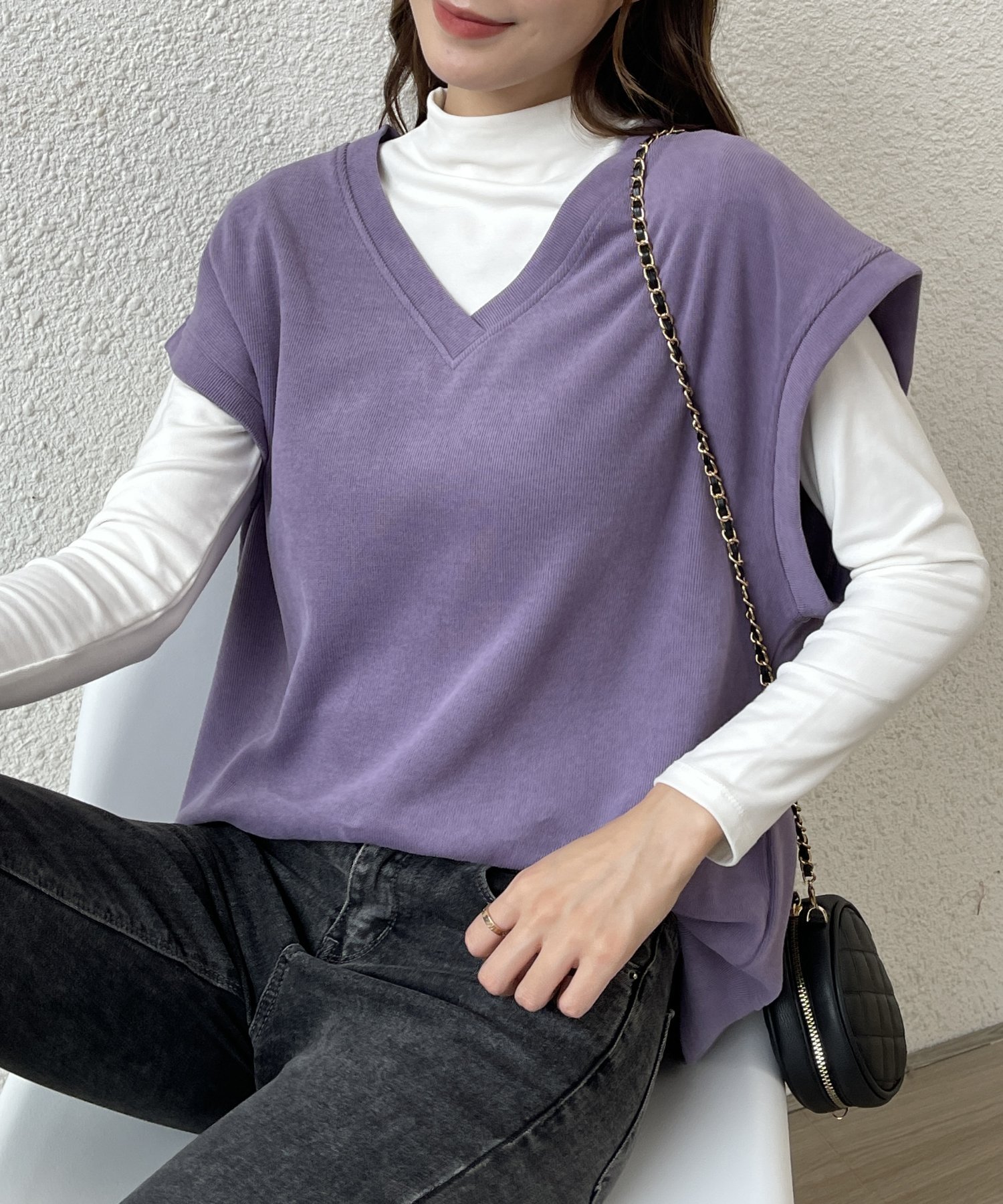 SLENDER｜Vネックスウェットベスト | Rakuten Fashion(楽天