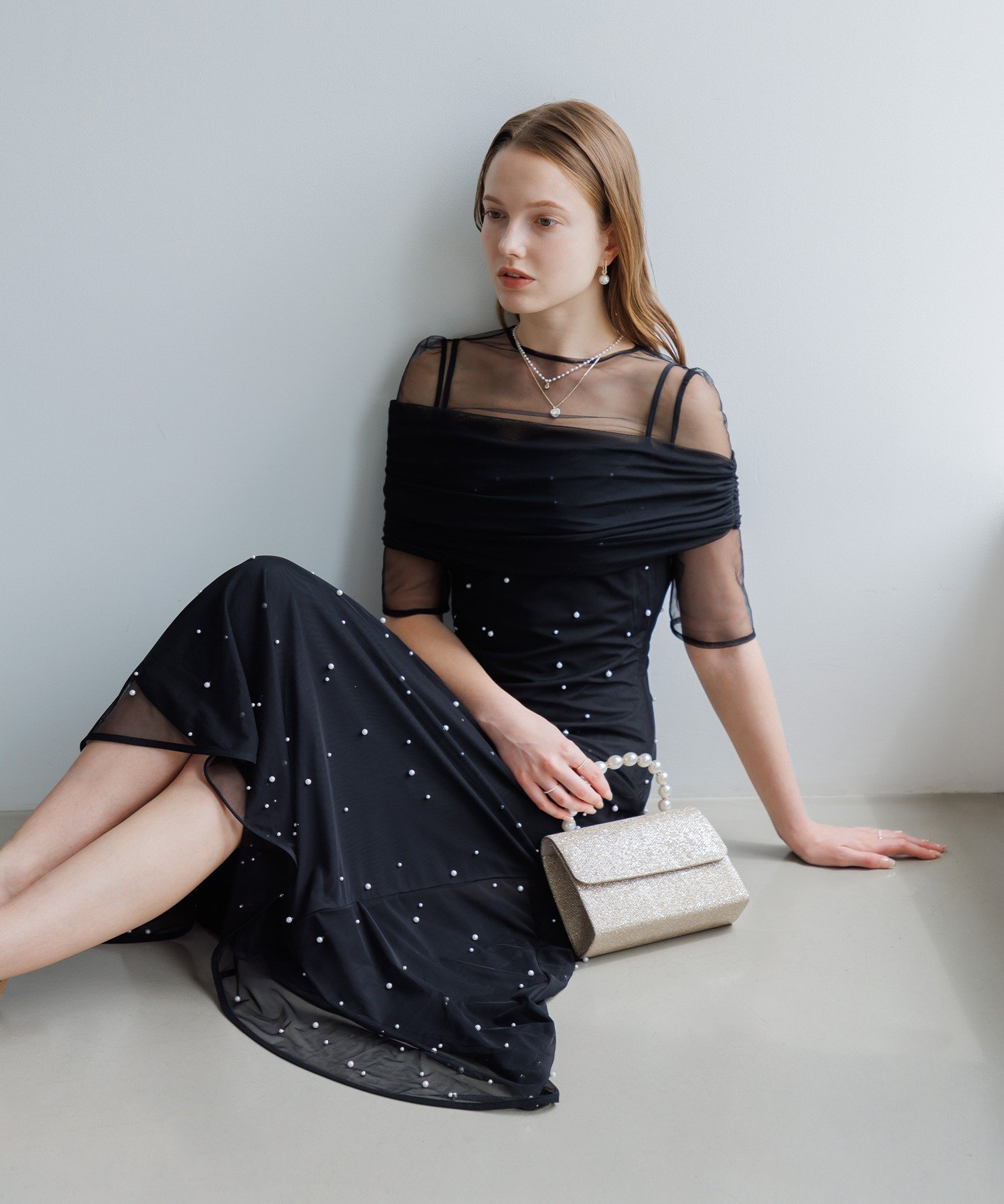 Leja｜2WAYチュールトップスパールAラインドレス結婚式 パーティー