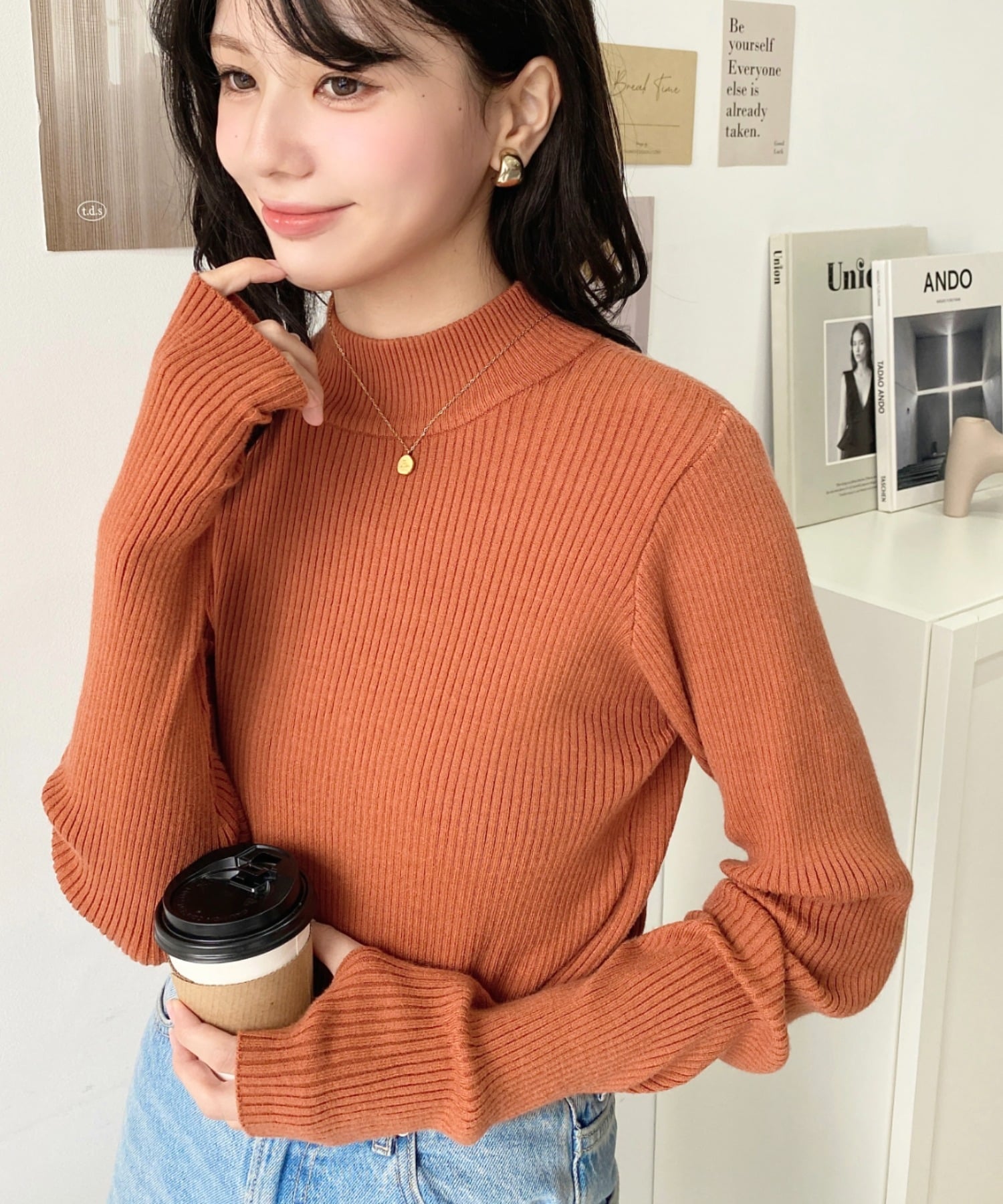 moment+｜12G ボトルネック指ぬきリブニットプルオーバー | Rakuten