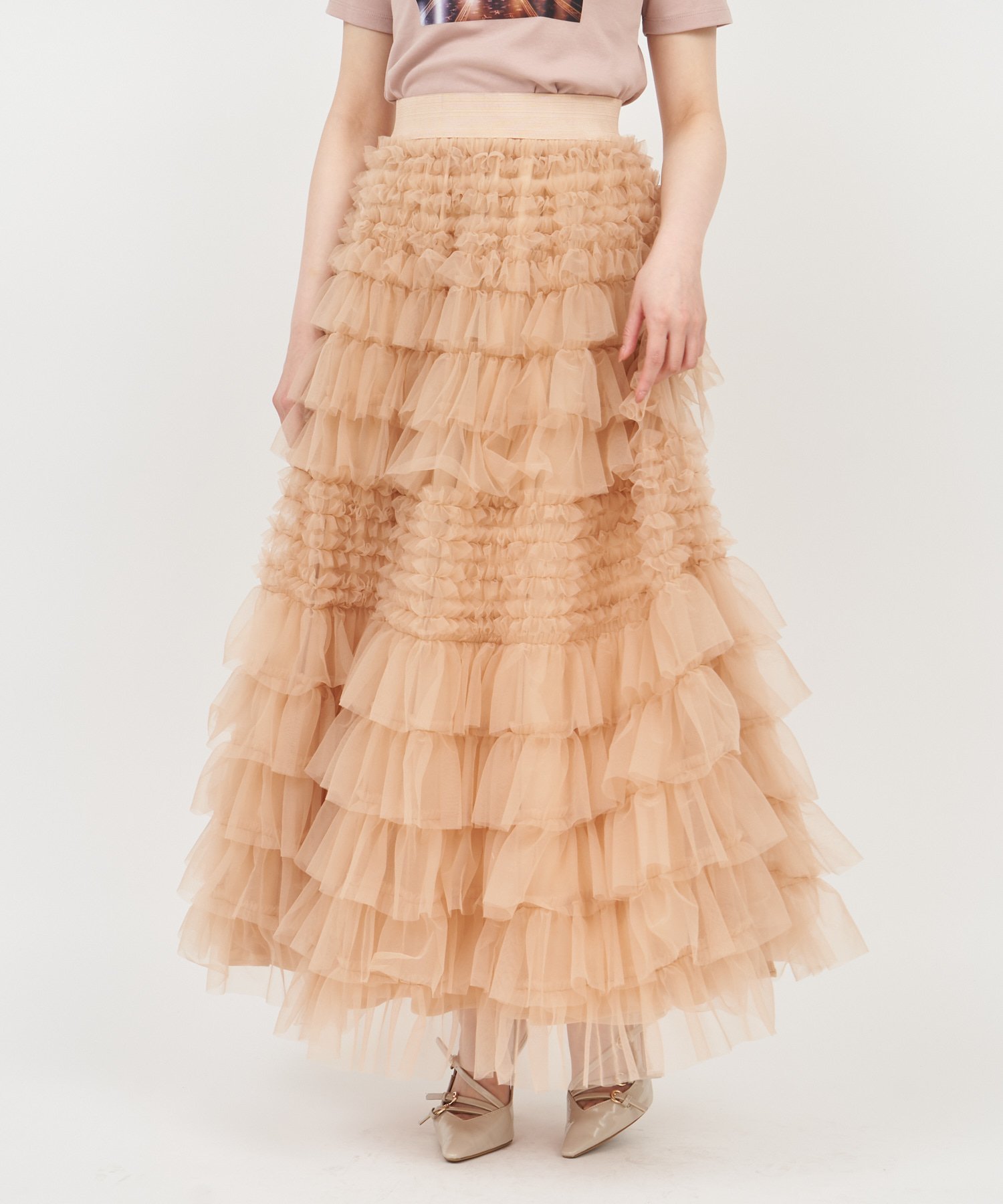 ROYAL PARTY｜チュールティアードマキシスカート | Rakuten Fashion
