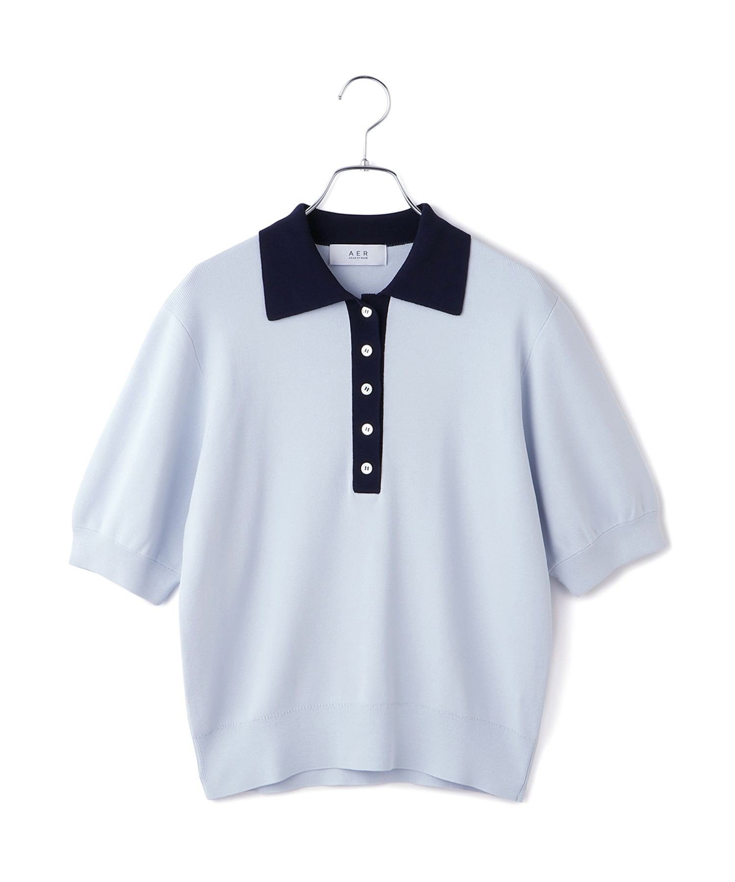 ADAM ET ROPE'｜【WEB限定】ハーフスリーブバイカラーポロニット