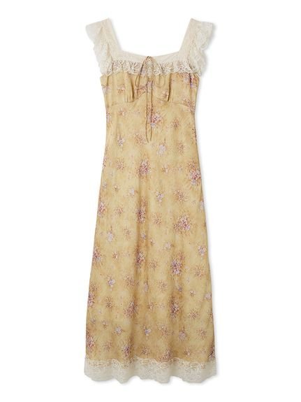 LILY BROWN｜ヴィンテージレーストリムサテンロングドレス | Rakuten