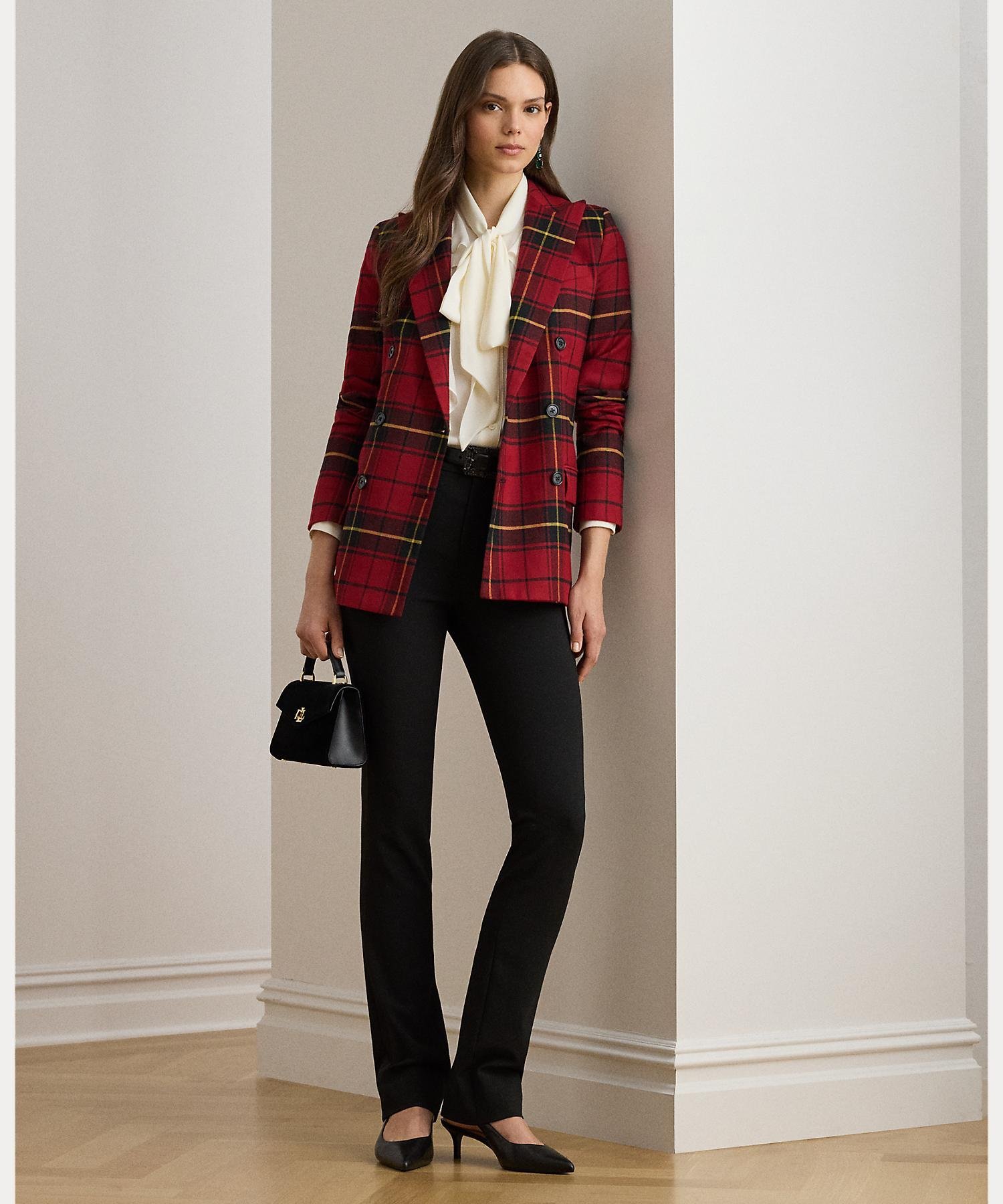 RALPH LAUREN｜チェック ダブルブレステッド ウールブレンド ブレザー