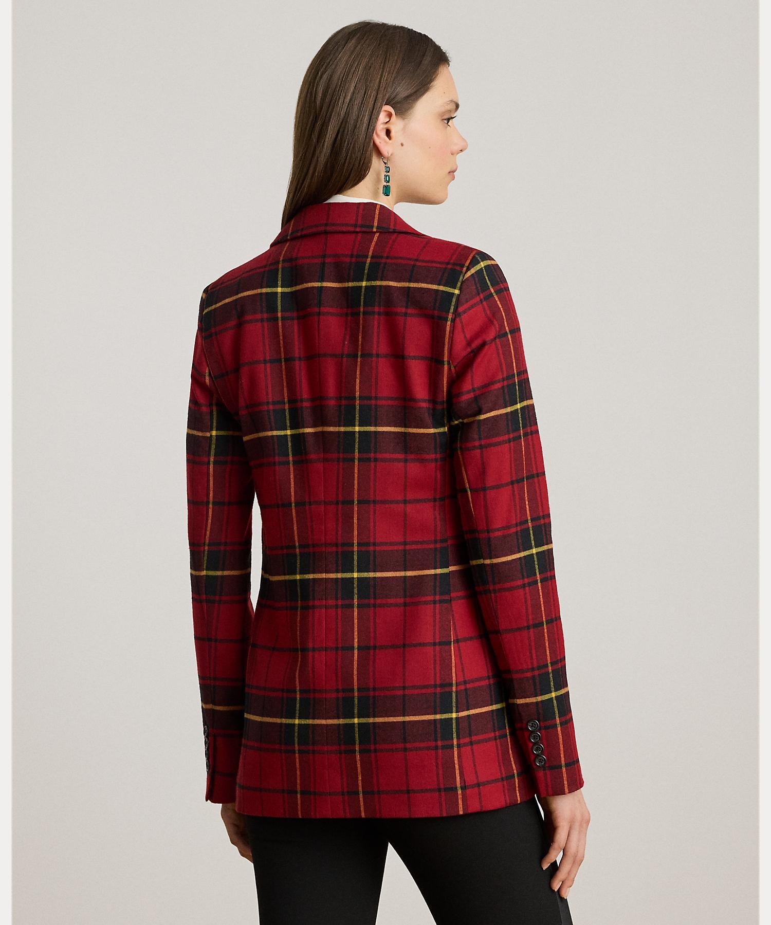 RALPH LAUREN｜チェック ダブルブレステッド ウールブレンド ブレザー