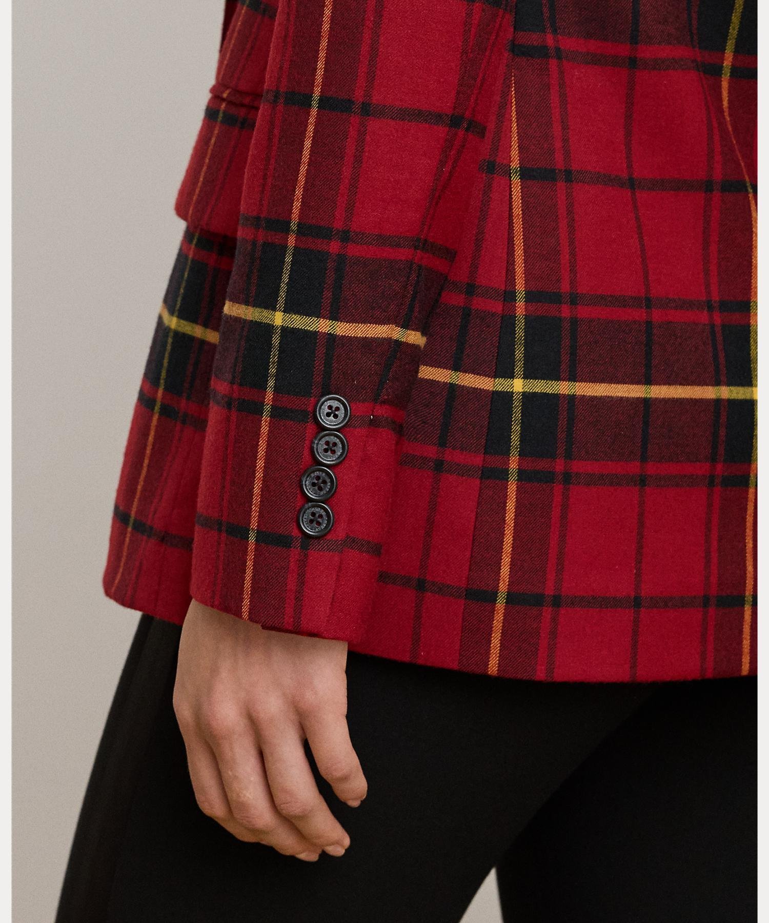 RALPH LAUREN｜チェック ダブルブレステッド ウールブレンド ブレザー