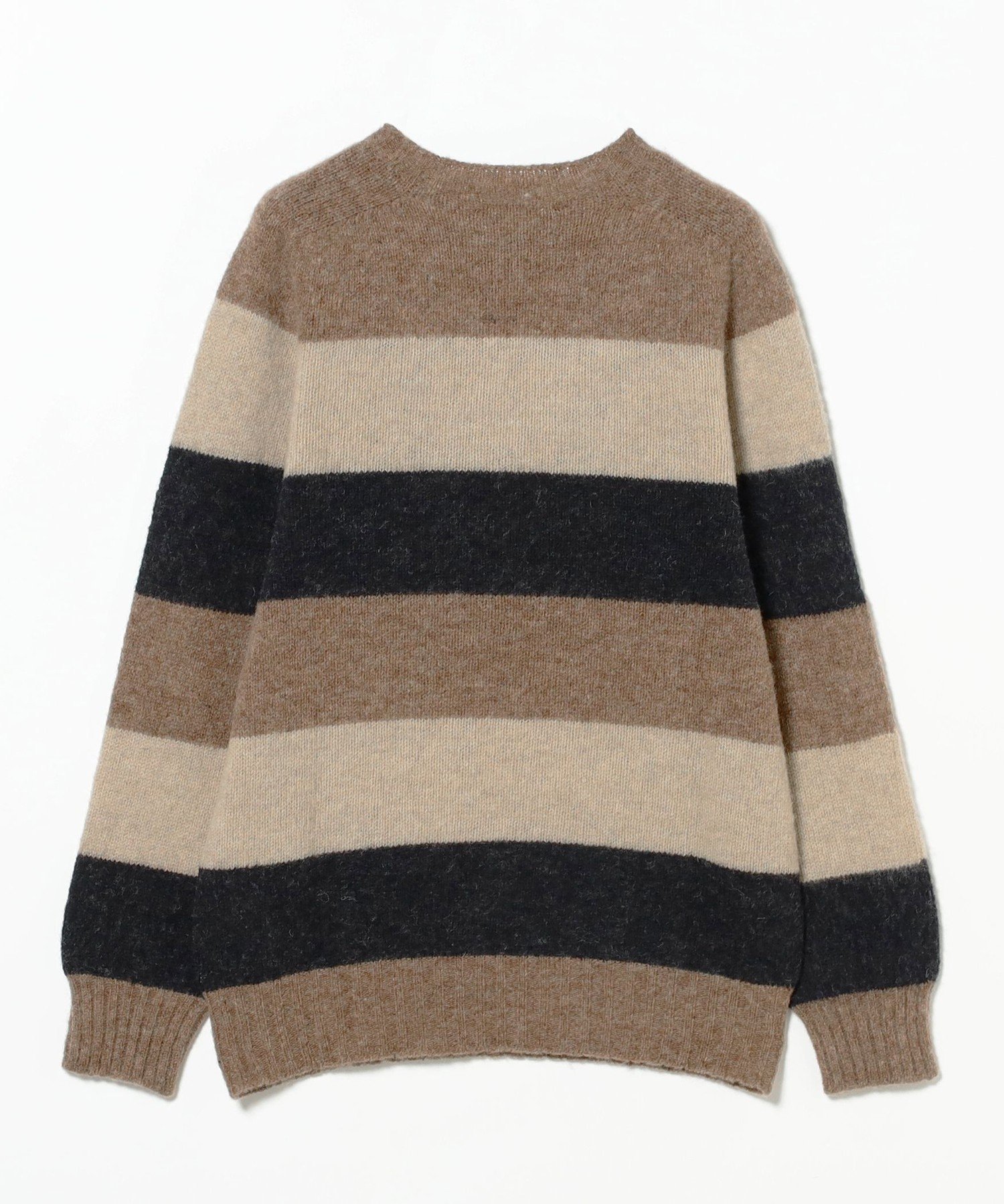 BEAMS MEN｜ BEAMS PLUS / ストライプクルーネック シャギーニット