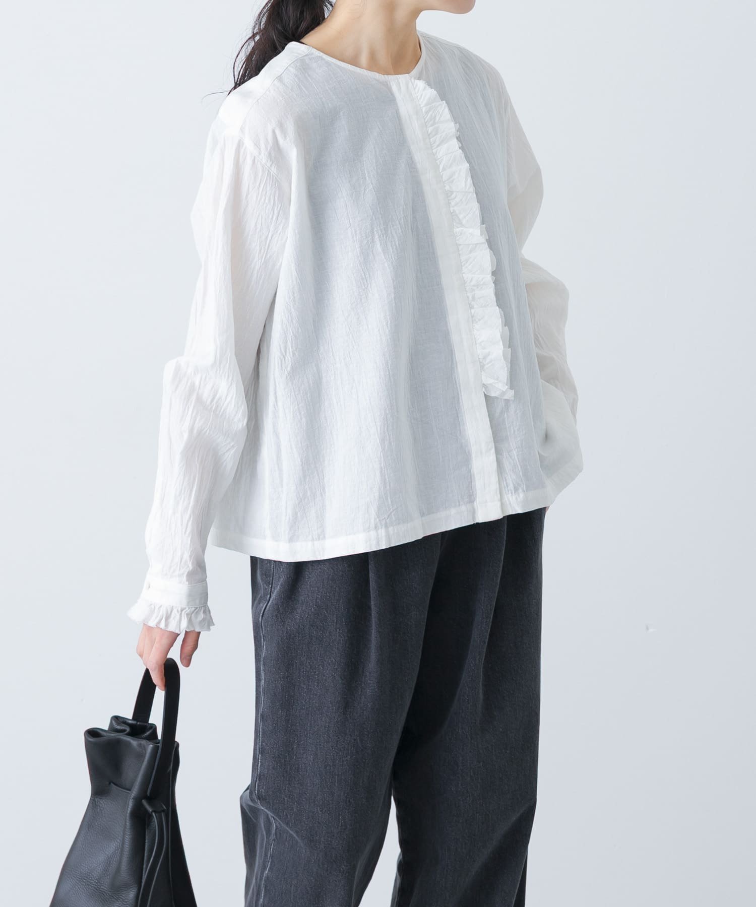 かぐれ｜コットンリネンフリルブラウス | Rakuten Fashion(楽天