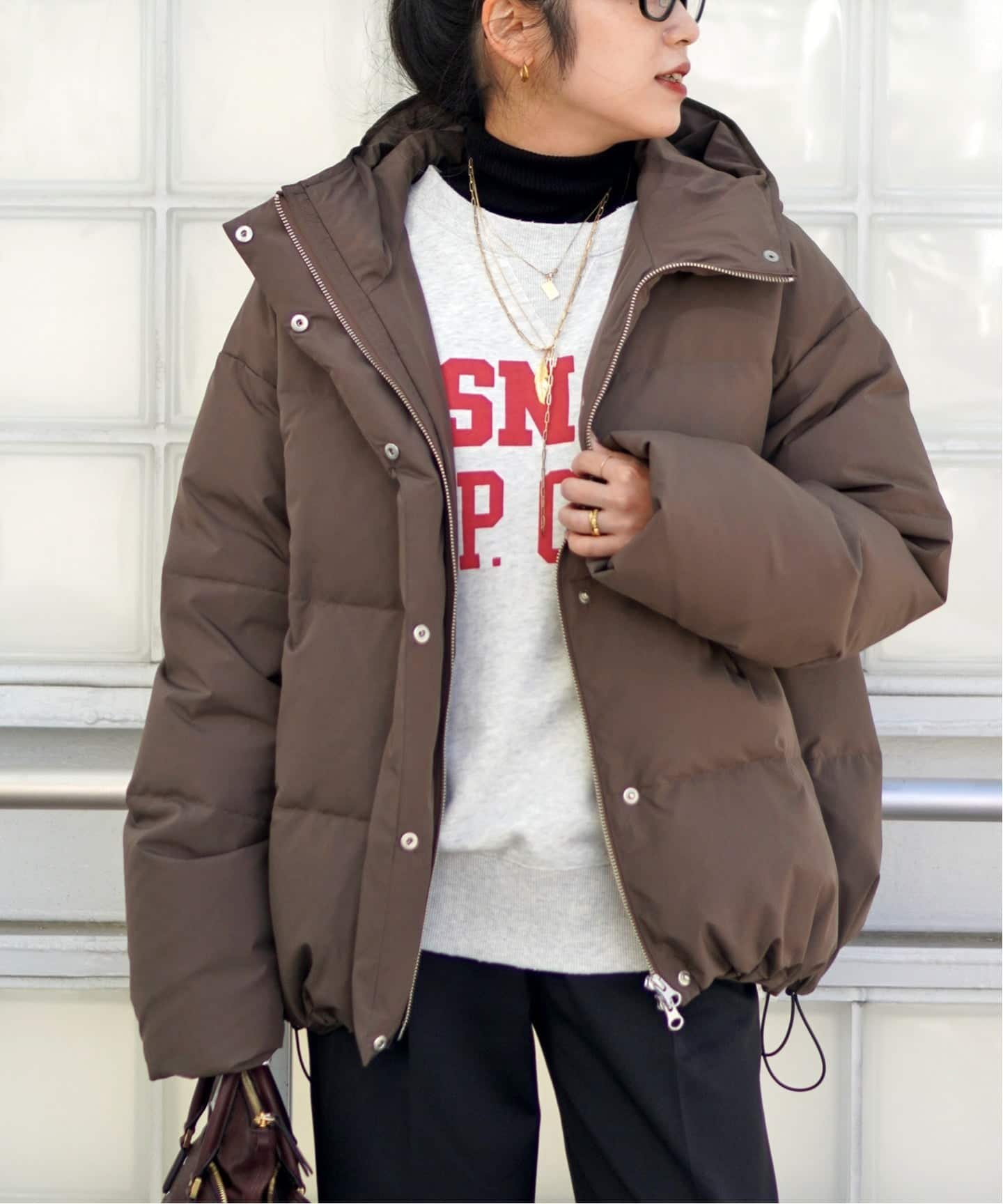 AP STUDIO｜フードダウンジャケット(ブラウン) | Rakuten Fashion(楽天