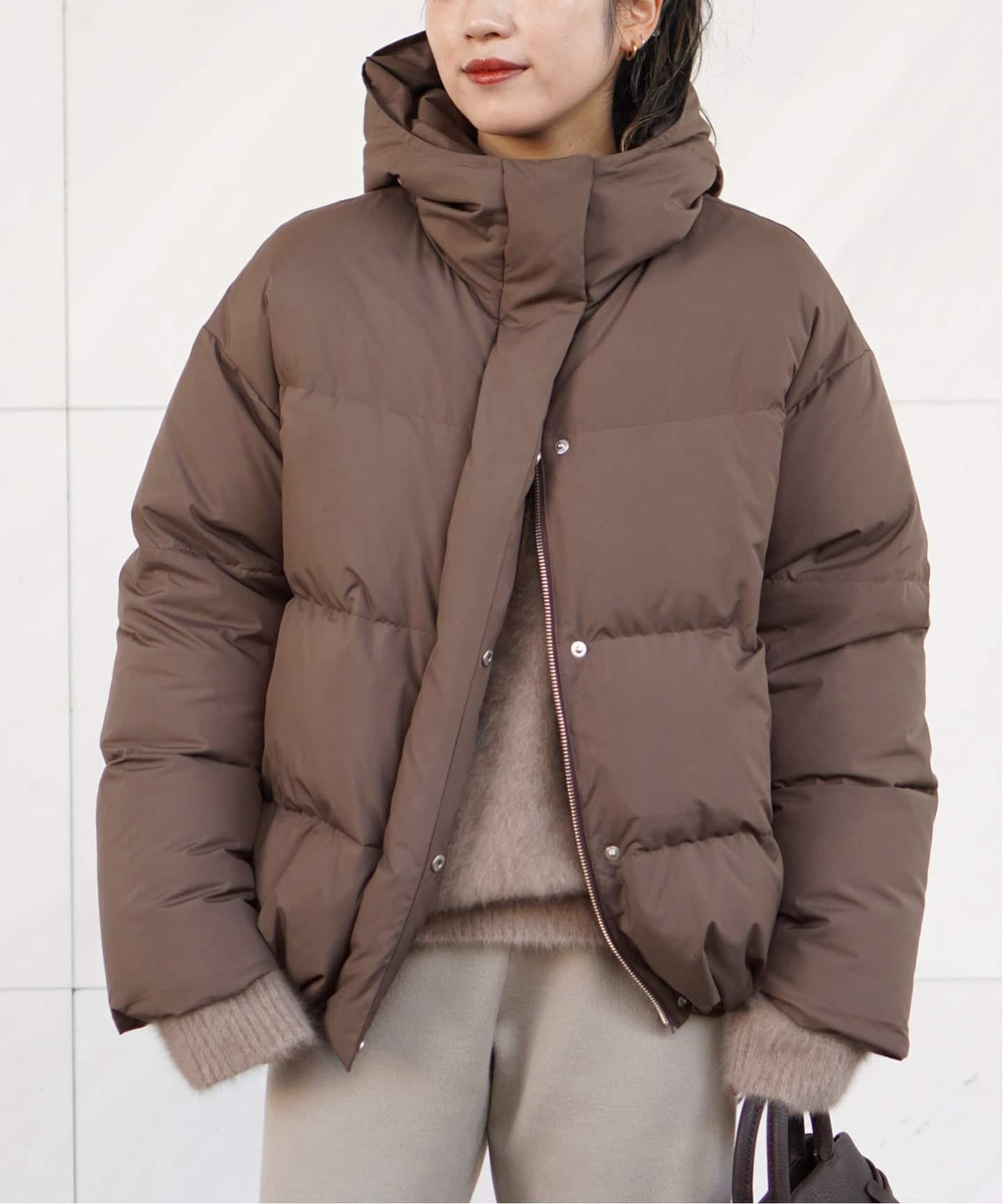 AP STUDIO｜フードダウンジャケット(ブラウン) | Rakuten Fashion(楽天