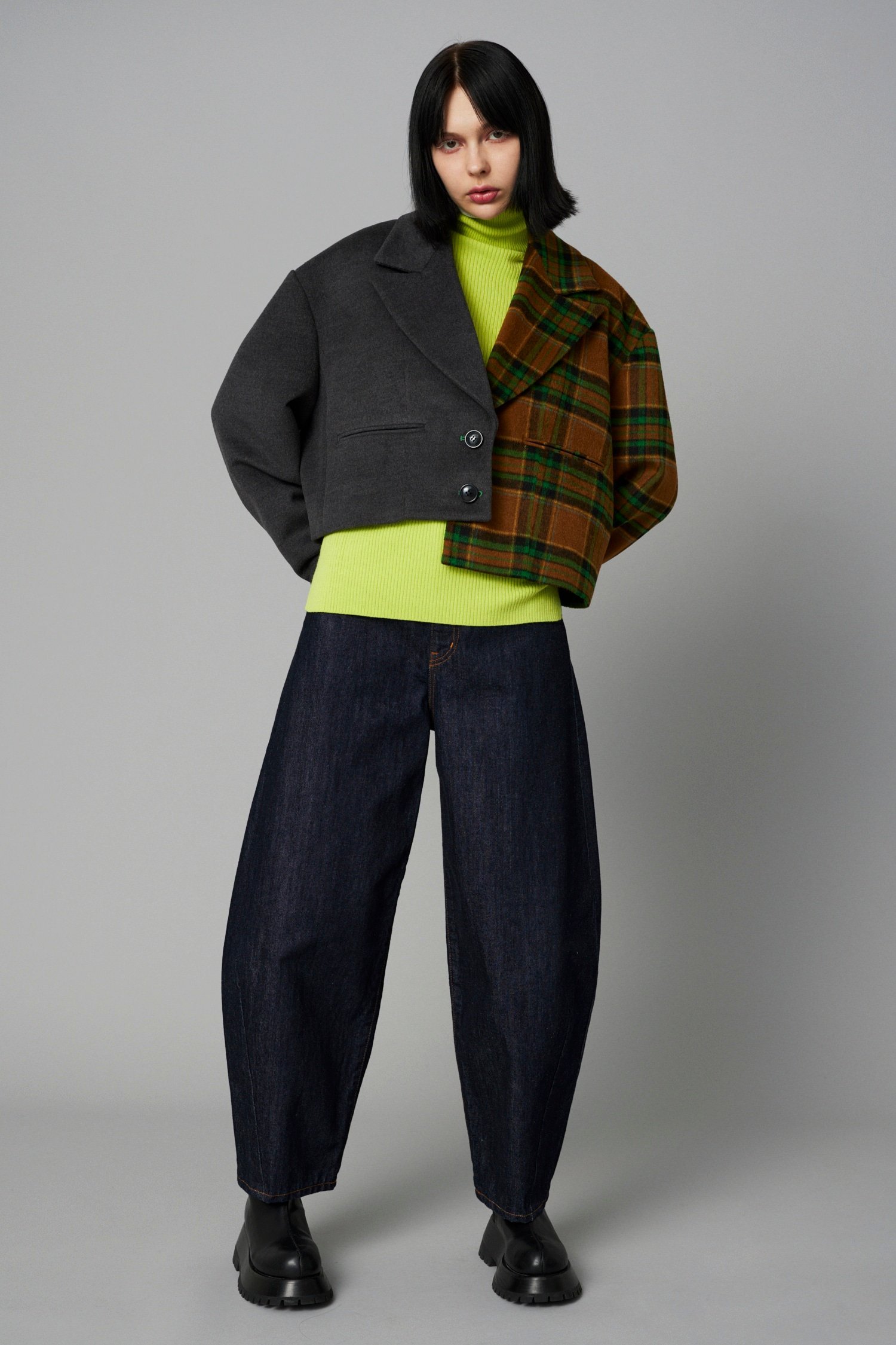 HeRIN.CYE｜Bi color asymmetry jacket | Rakuten Fashion(楽天