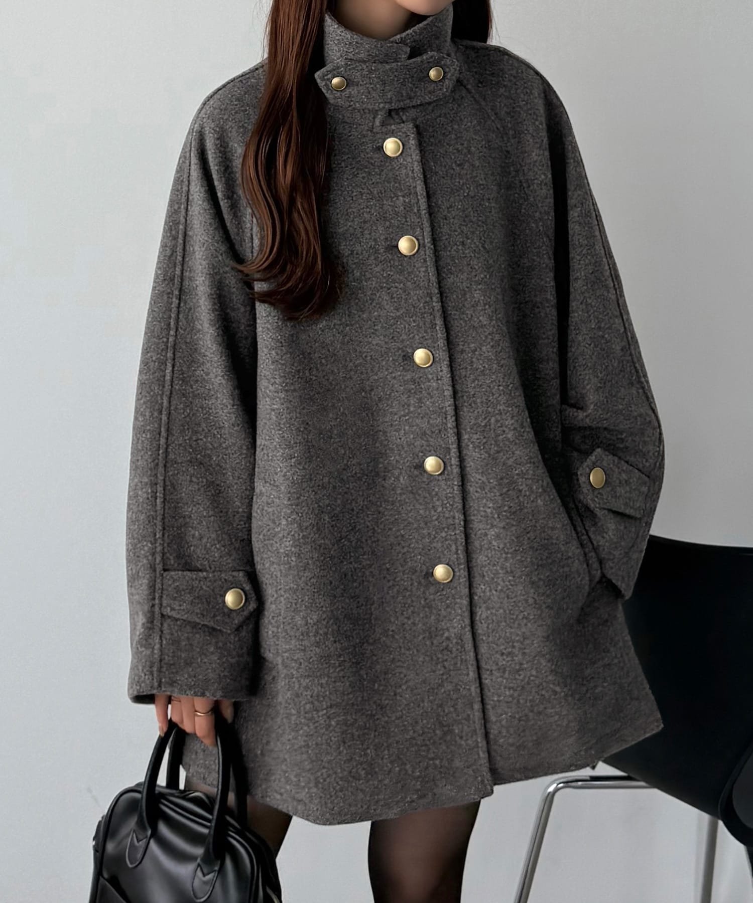 JUNOAH｜callautia ゴールドボタンミドルコート | Rakuten Fashion