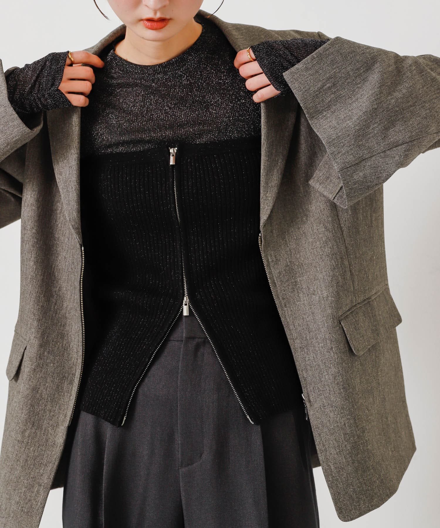 SENSE OF PLACE｜ラメジップニットビスチェ | Rakuten Fashion(楽天