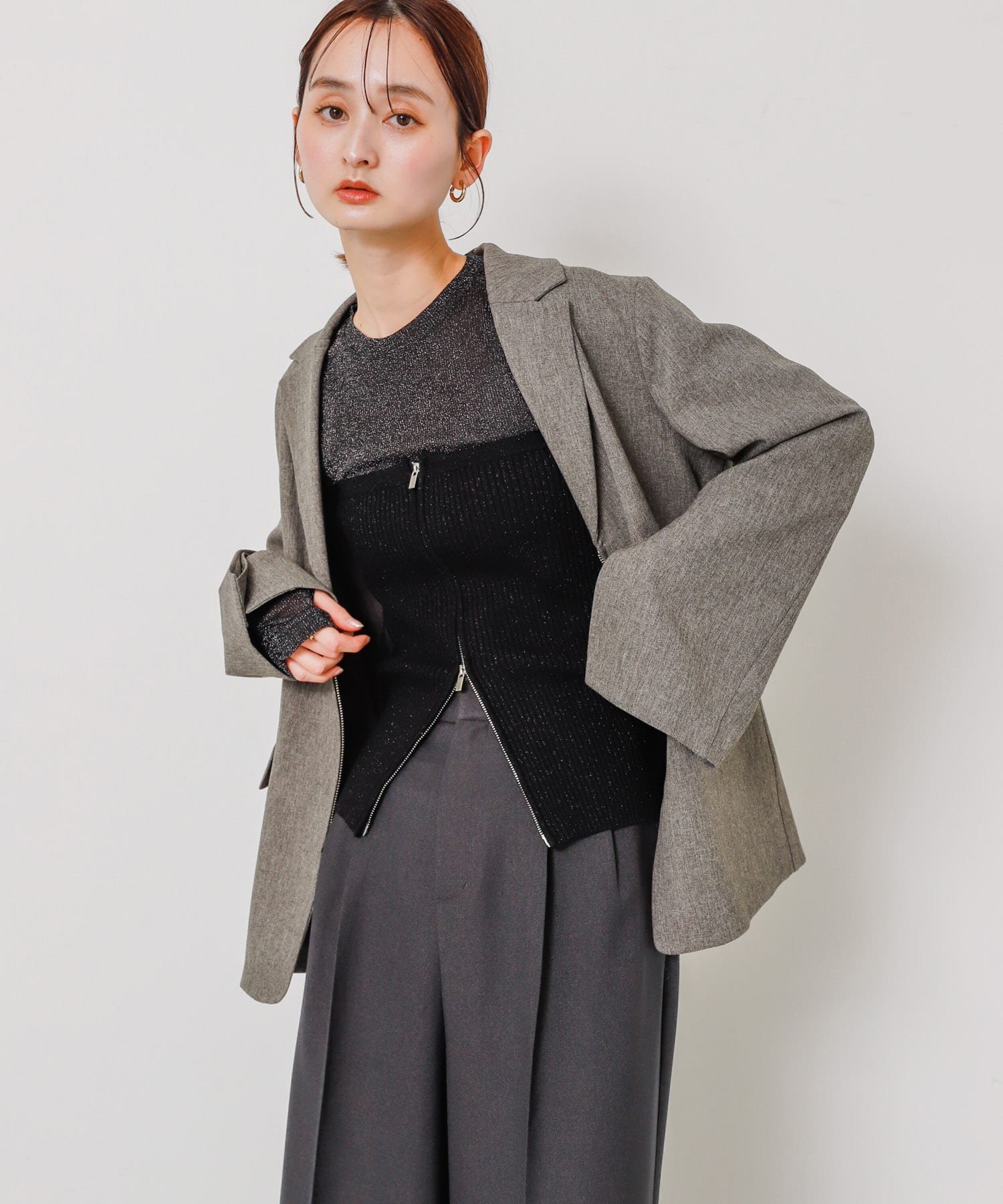 SENSE OF PLACE｜ラメジップニットビスチェ | Rakuten Fashion(楽天