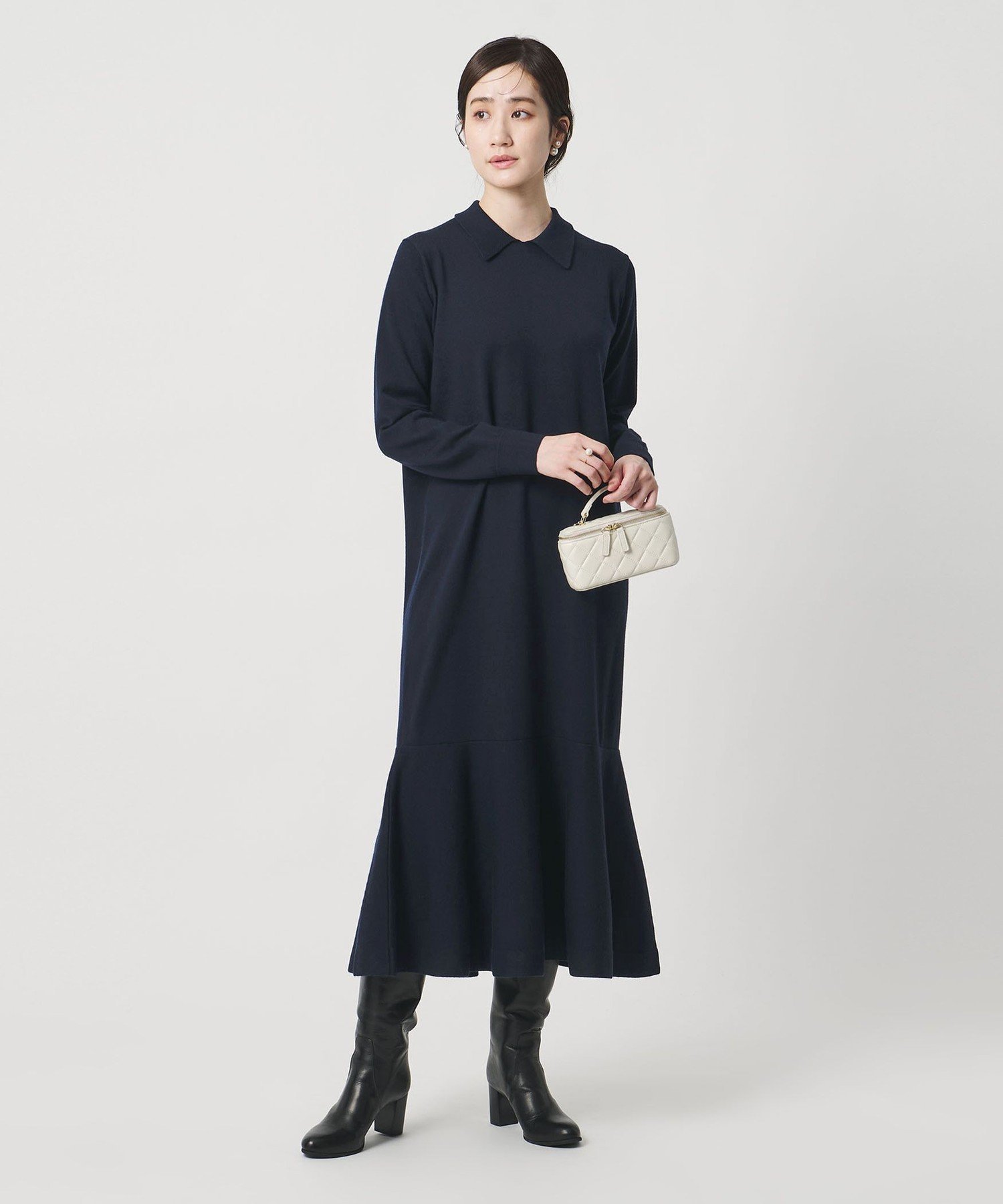 UNITED ARROWS｜ニット ペプラム ロング ワンピース | Rakuten Fashion