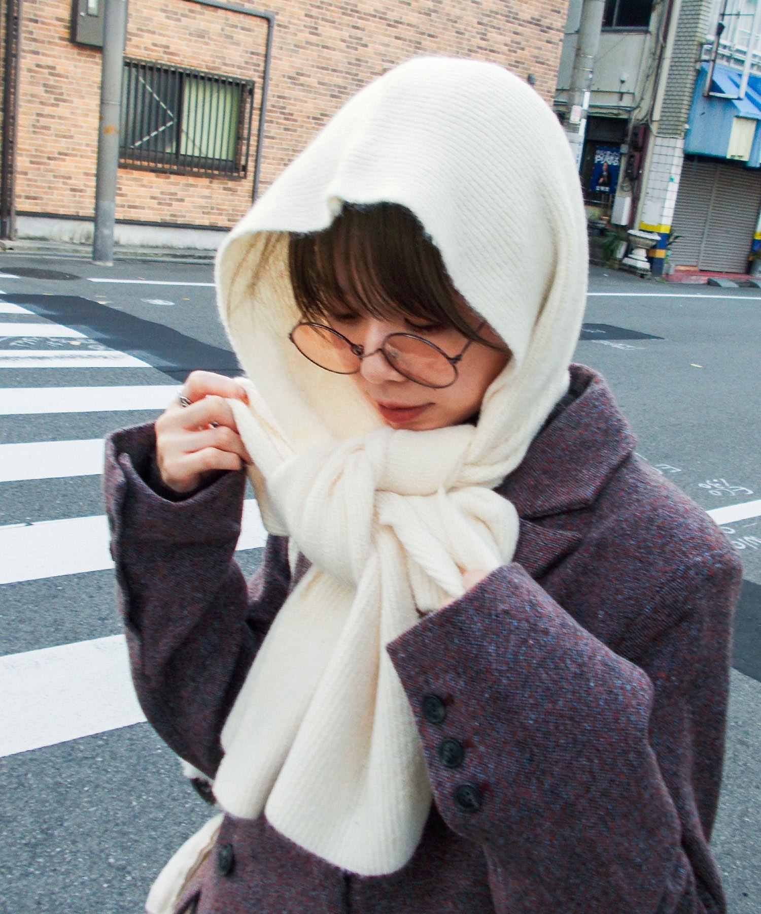 bflat｜もちもちニットフード付きマフラー バラクラバ風 | Rakuten