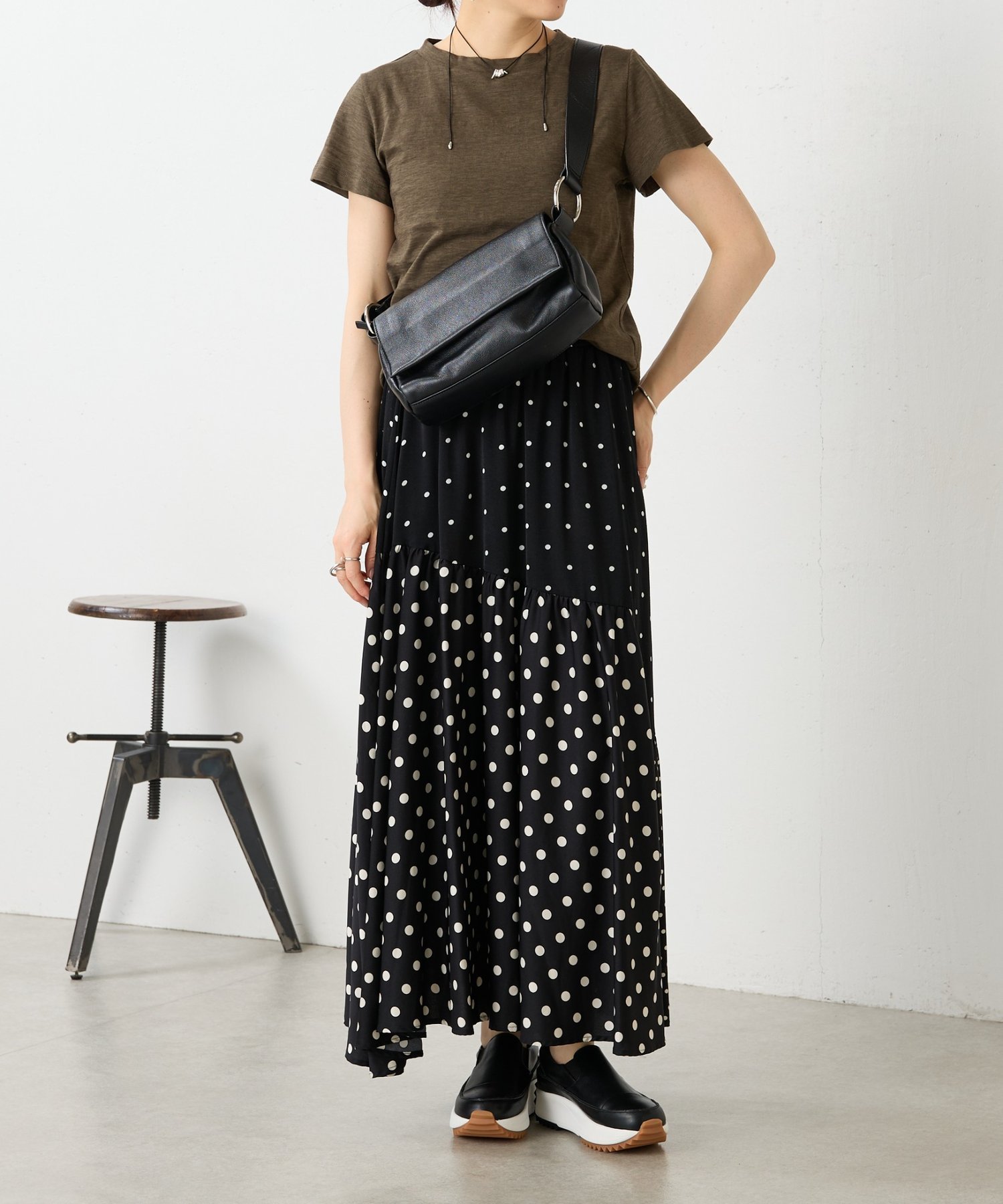 BEARDSLEY｜ドットパッチワークロングスカート | Rakuten Fashion(楽天