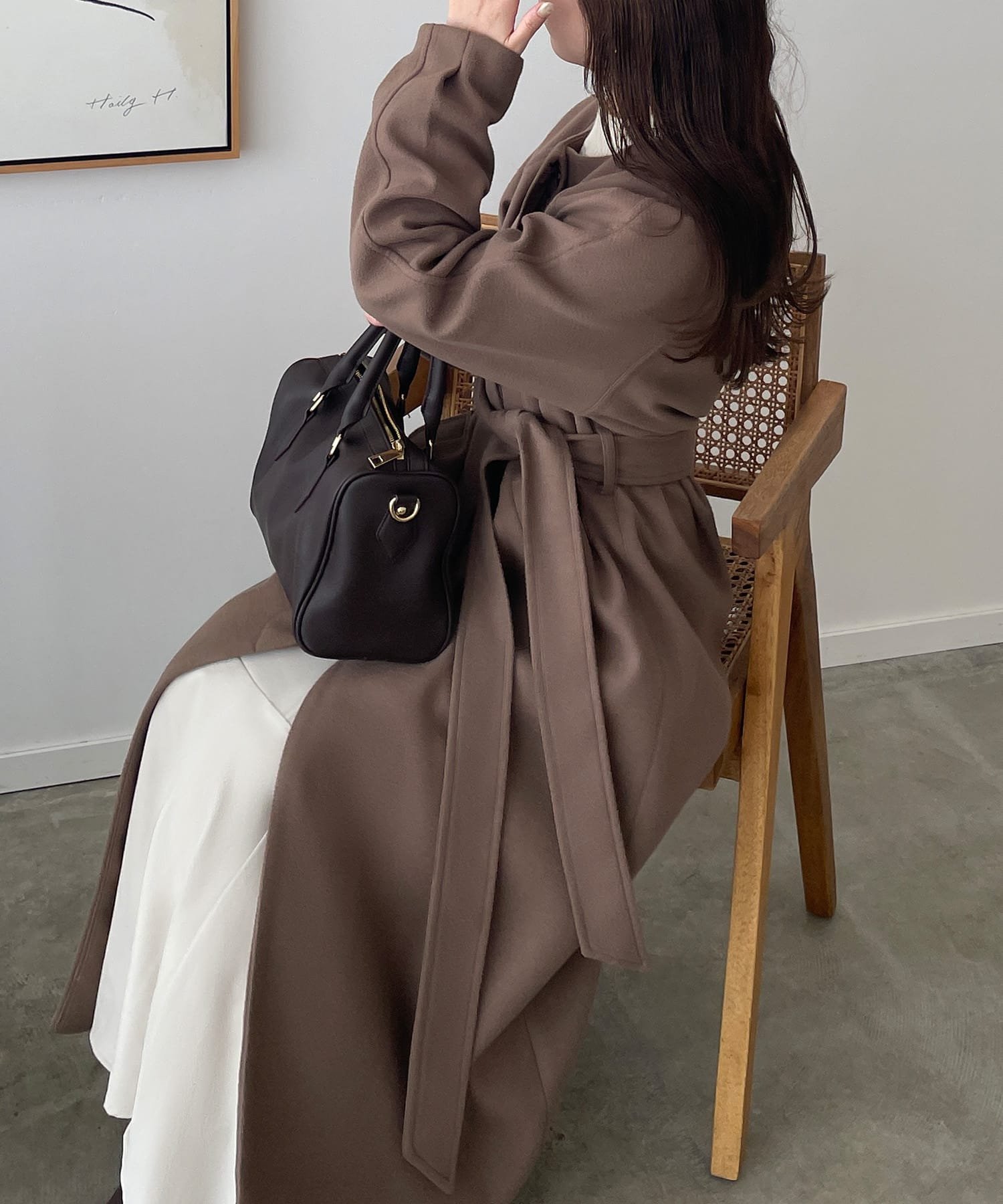 JUNOAH｜ノーカラーベルト付きコート | Rakuten Fashion(楽天