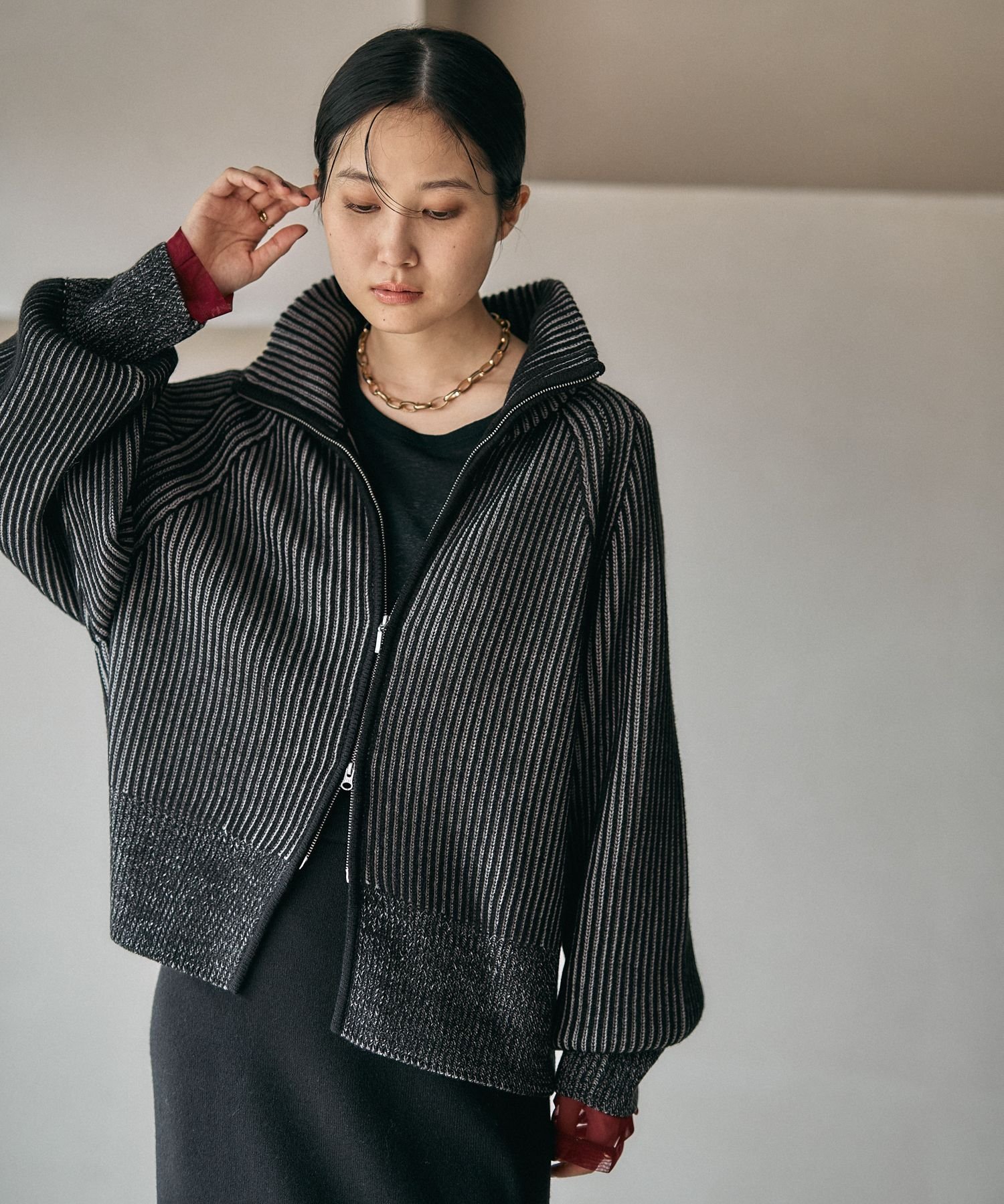 LEPSIM｜7ゲージ配色リブZIPカーディガン2 | Rakuten Fashion(楽天