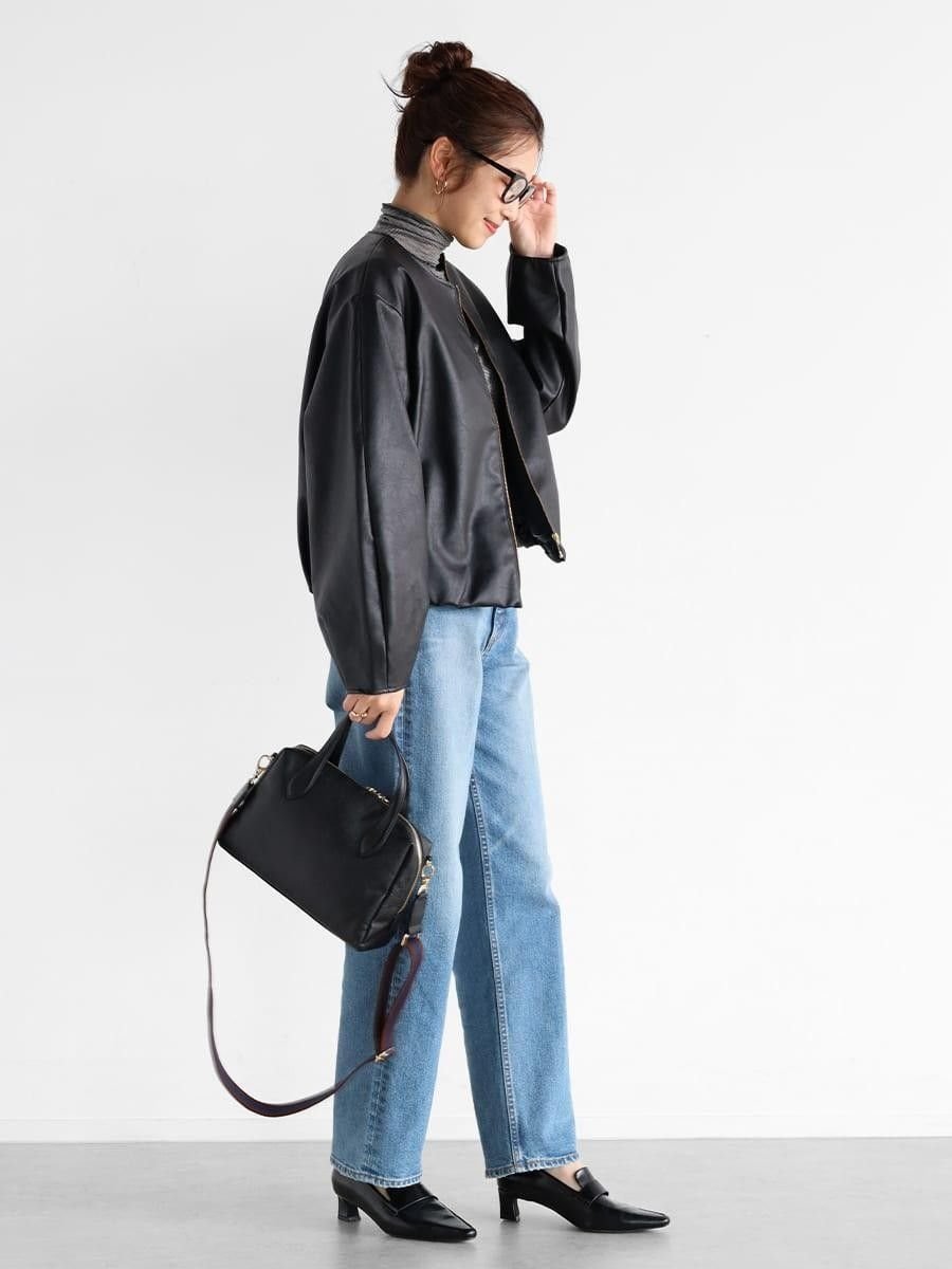 Vin｜バルーンヘムフェイクレザージャケット | Rakuten Fashion(楽天