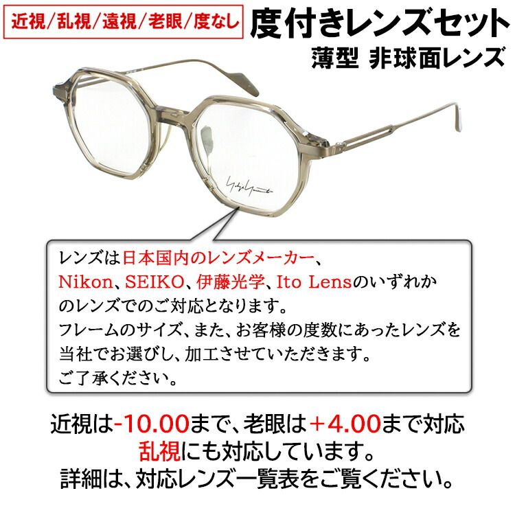 楽天市場】度付きメガネ 度入り 度あり ヨウジヤマモト メガネ YOHJI
