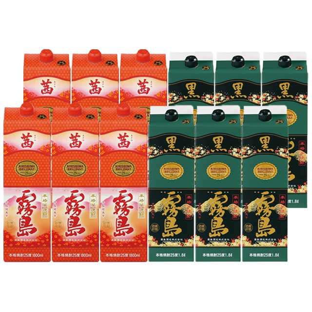 楽天市場】茜霧島・黒霧島25度 パック 1800ml×各6本 計12本 飲み比べ