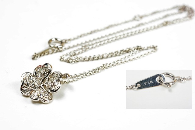 楽天市場】ミキモト ネックレス K18WG ダイヤ クローバー 0.41ct 中古