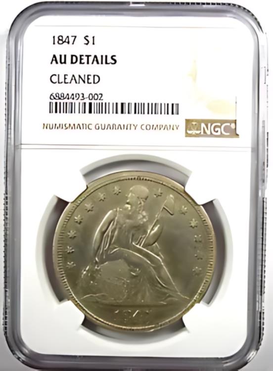 楽天市場】1847 年着席リバティ銀貨 1 ドル硬貨。認定 NGC AU 詳細