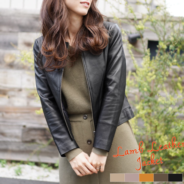 楽天市場】【4h限定20%off】レザージャケット レディース ノーカラー