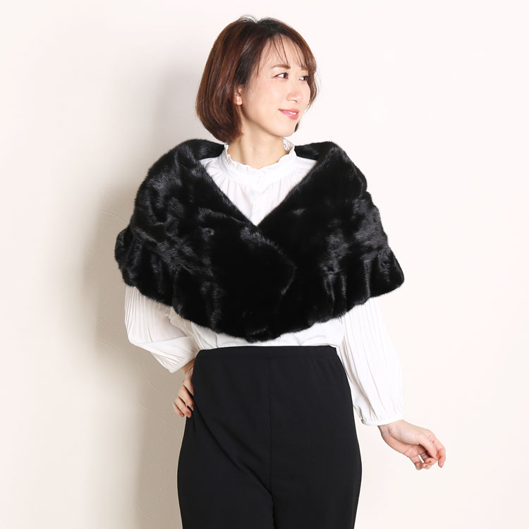 楽天市場】【40%offクーポン】ミンク ケープ フリルデザイン ショール